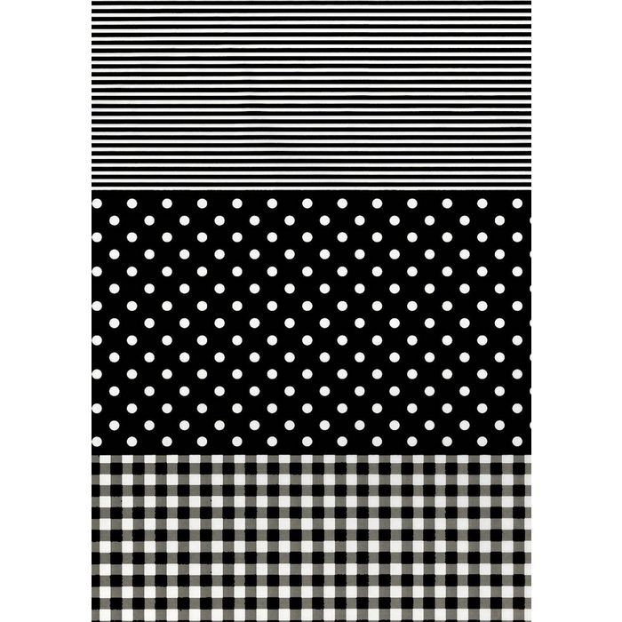 H-Erzmade Zeichenpapier Décopatch-Papier 485 Streifen/Punkte/Karo schwarz