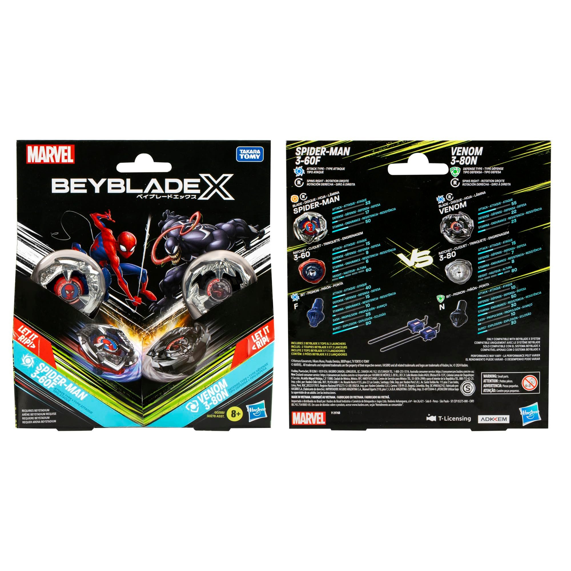Beyblade Kreisel X Marvel Collab Spider-Man 3-60F vs. Venom 3-80N