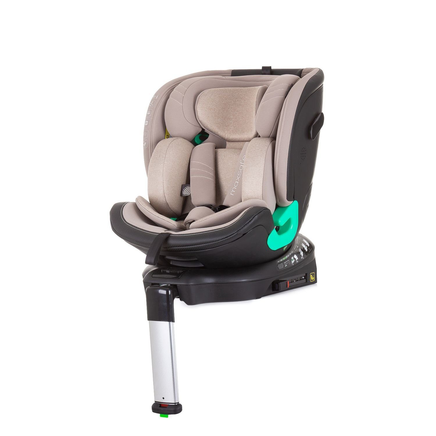 150 Max bis: beige Isofix Kindersitz 360° Safe, (40 kg, Chipolino i-Size drehbar Stützbein - 36 Autokindersitz cm)