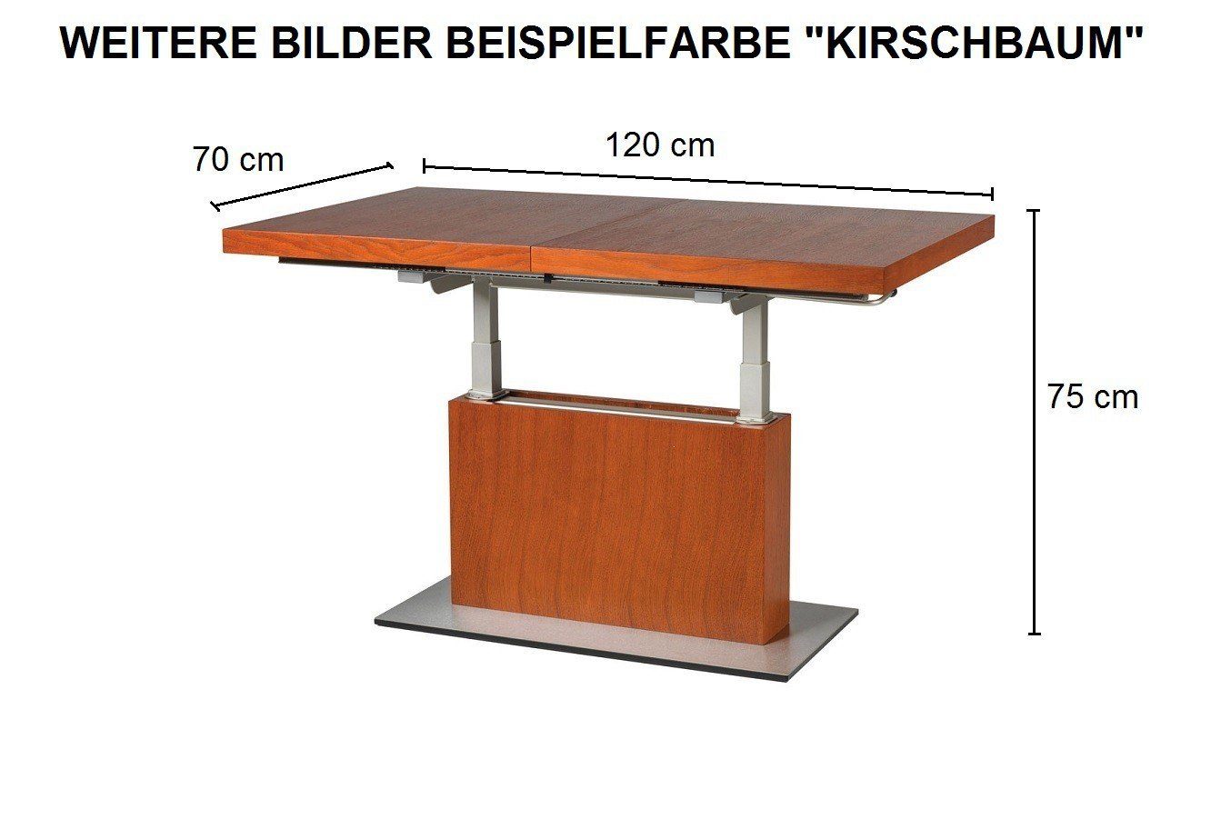 ausziehbar & Couchtisch designimpex Weiß Design Esstisch höhenverstellbar Seidenmatt MN-7