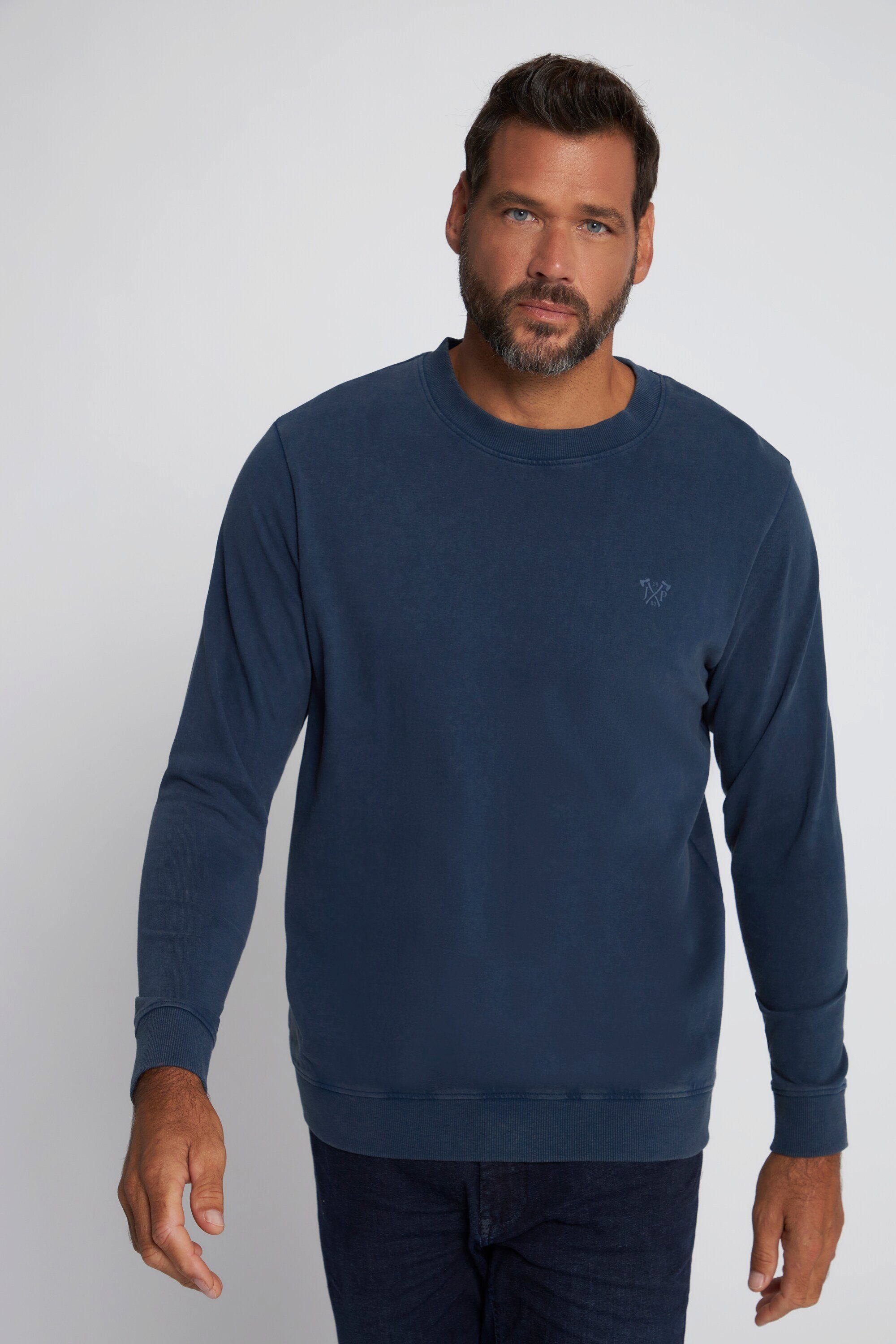 JP1880 T-Shirt Sweatshirt leichte Qualität Bauchfit acid washed mattes nachtblau