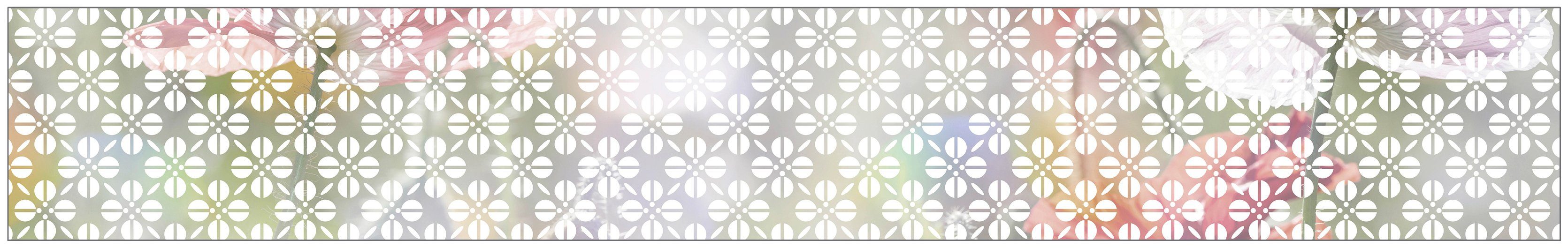 Fensterfolie Look Grafik Blumenmuster white, MySpotti, halbtransparent, glatt, 200 x 30 cm, statisch haftend | Fensterfolien