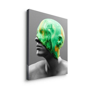 DOTCOMCANVAS® Leinwandbild Emerald Consciousness, Leinwandbild Emerald Consciousness moderne Kunst Portrait grau grün