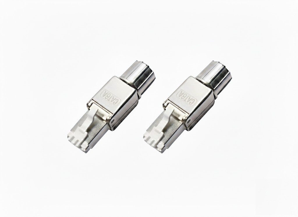 Wooja Netzwerkstecker Wooja CAT6A RJ45-Stecker Netzwerkstecker 2 Stück werkzeuglos geschirmt
