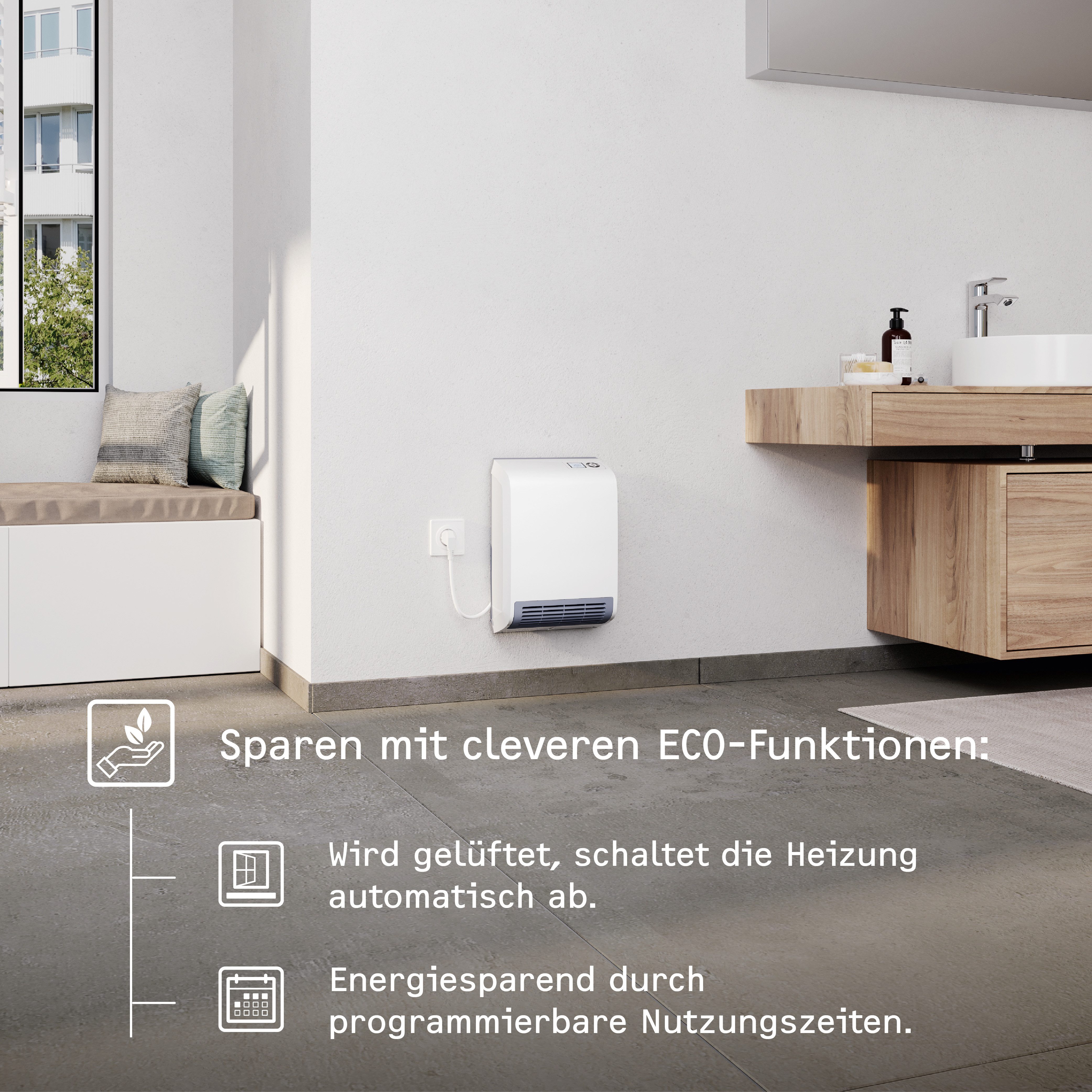 STIEBEL ELTRON Badschnellheizer CK 20 trend LCD, Keramik Heizlüfter energiesparend, 2 kW, LCD, für ca. 25 m², Made in Germany, Wochentimer