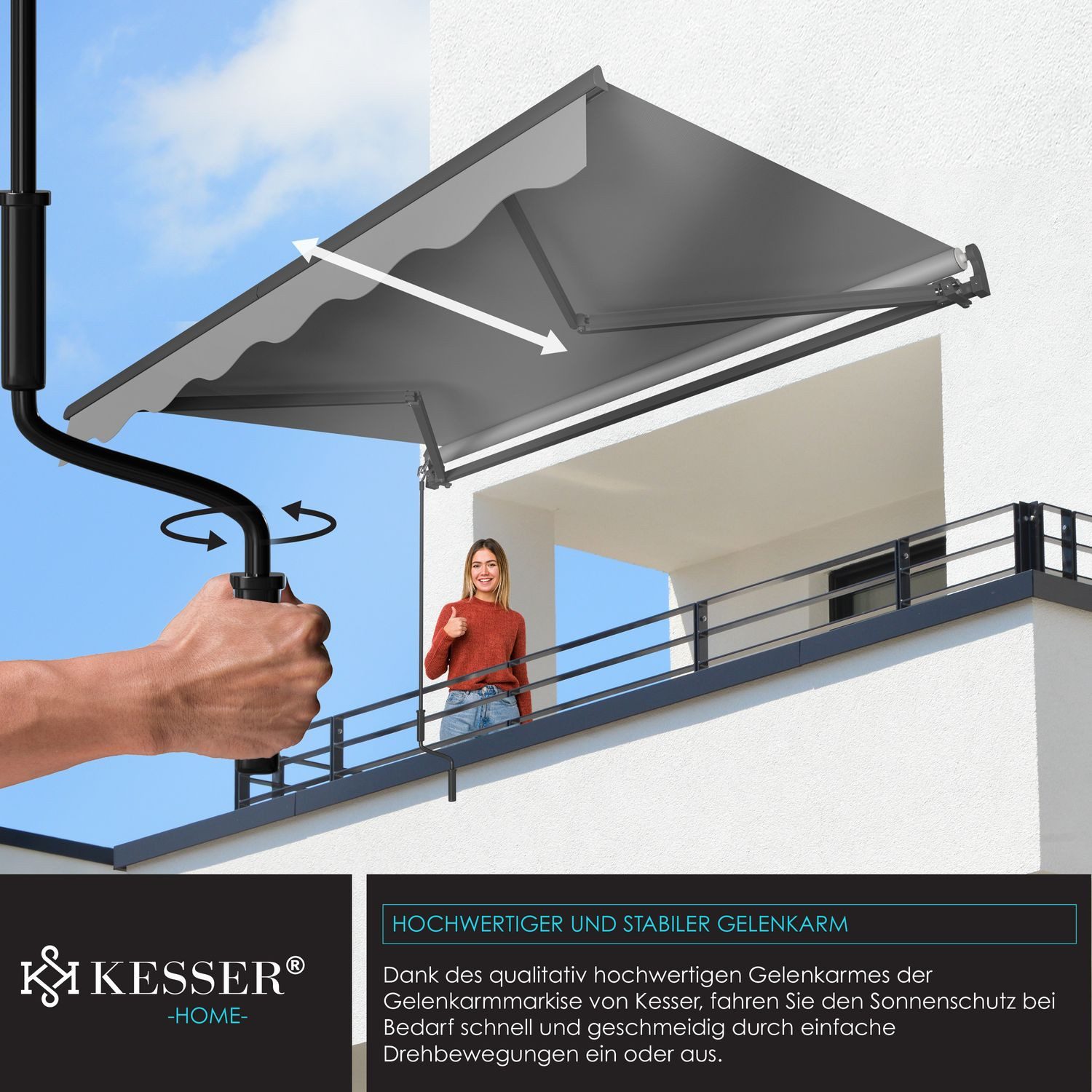 KESSER Gelenkarmmarkise Markise Sonnenschutz Gelenkmarkise Terrassenmarkise inkl Wandhalterung