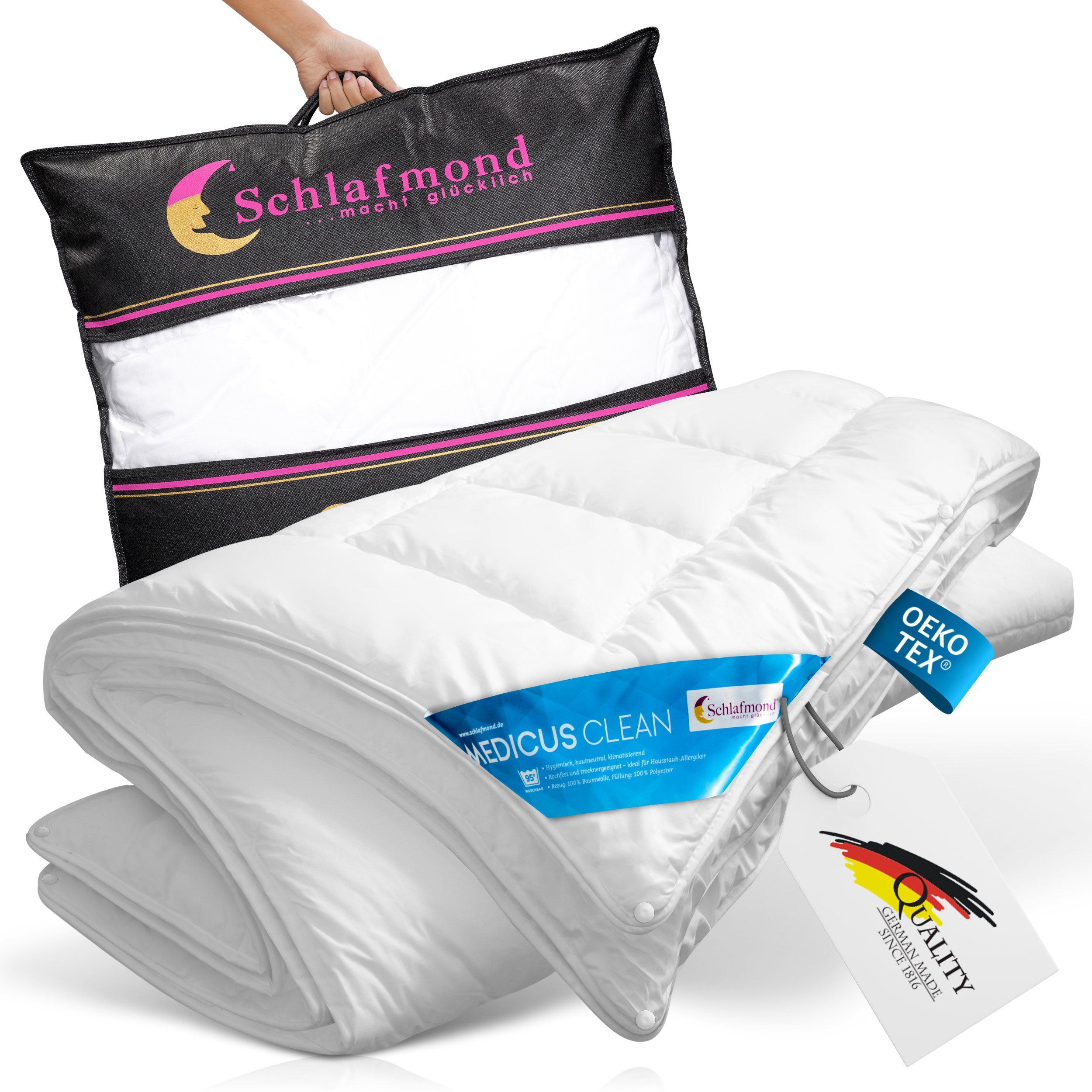 Schlafmond Kunstfaserbettdecke Schlafmond Medicus Clean 4-Jahreszeitendecke, Bezug: 100% Baumwolle