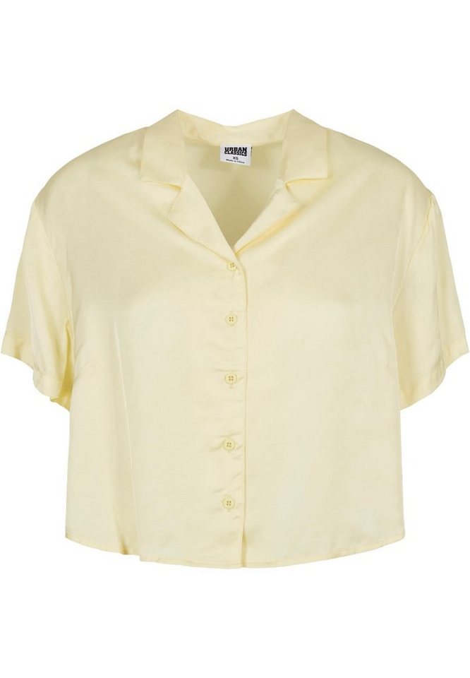 URBAN CLASSICS Langarmhemd Damen Ladies Viscose Satin Resort Shirt (1-tlg),  Reverskragen und Knopfleiste