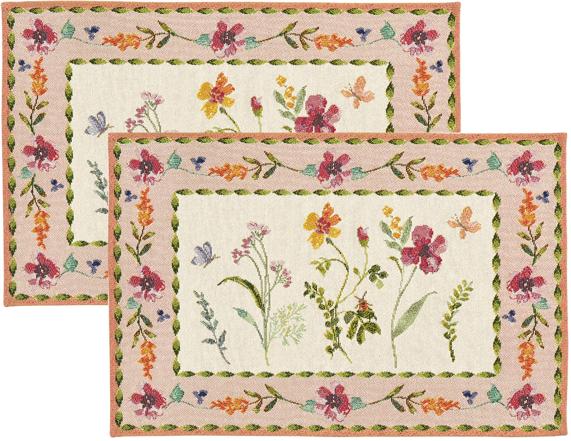 sander table + home Platzset Tischset "Blossom Garland" 2er-Pack, Gobelin Blumen/Motiv: Blumen/Ornamente