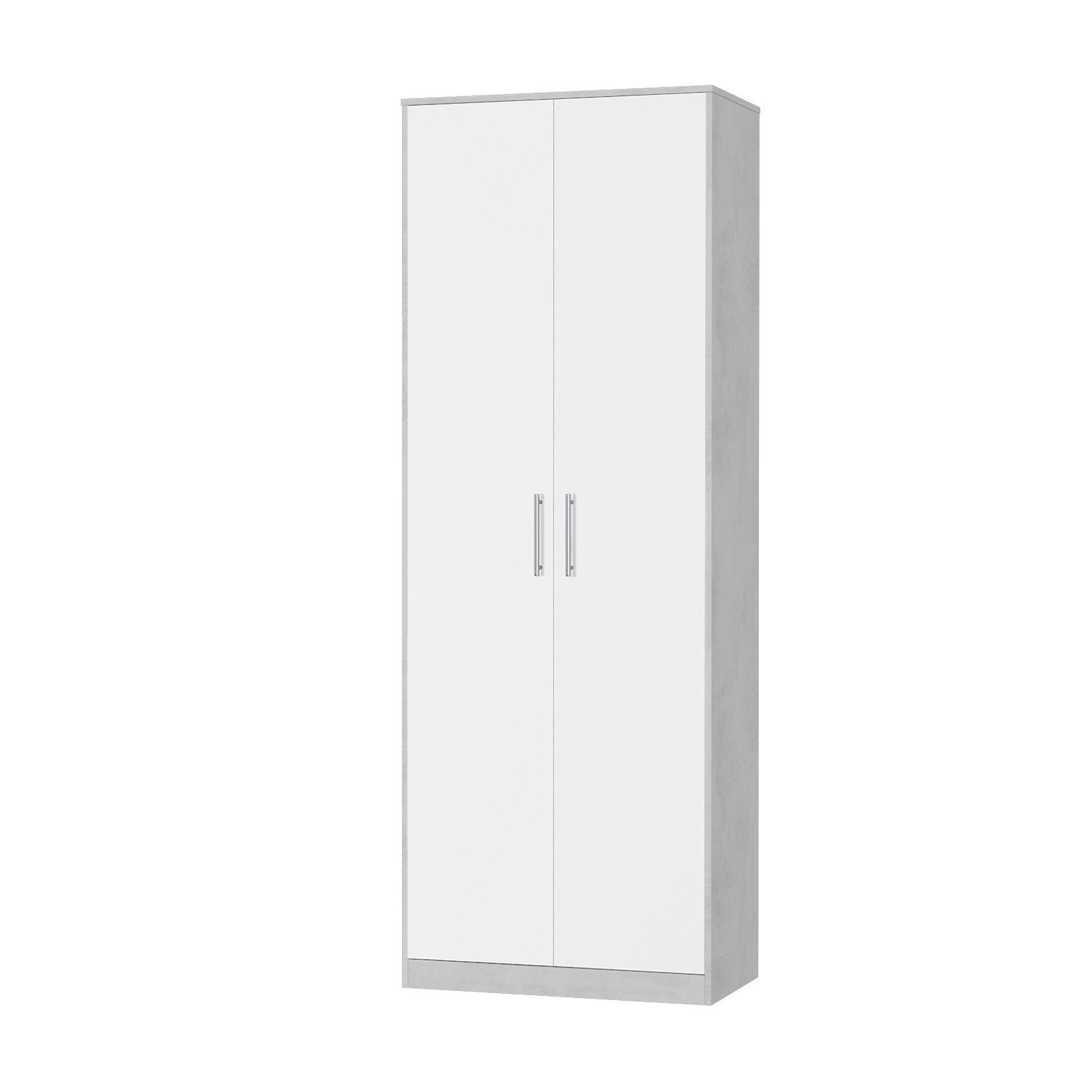 SMARTBett Drehtürenschrank SMARTBett Schrank Kleiderschrank Aktenschrank 80 cm Beton/Weiß