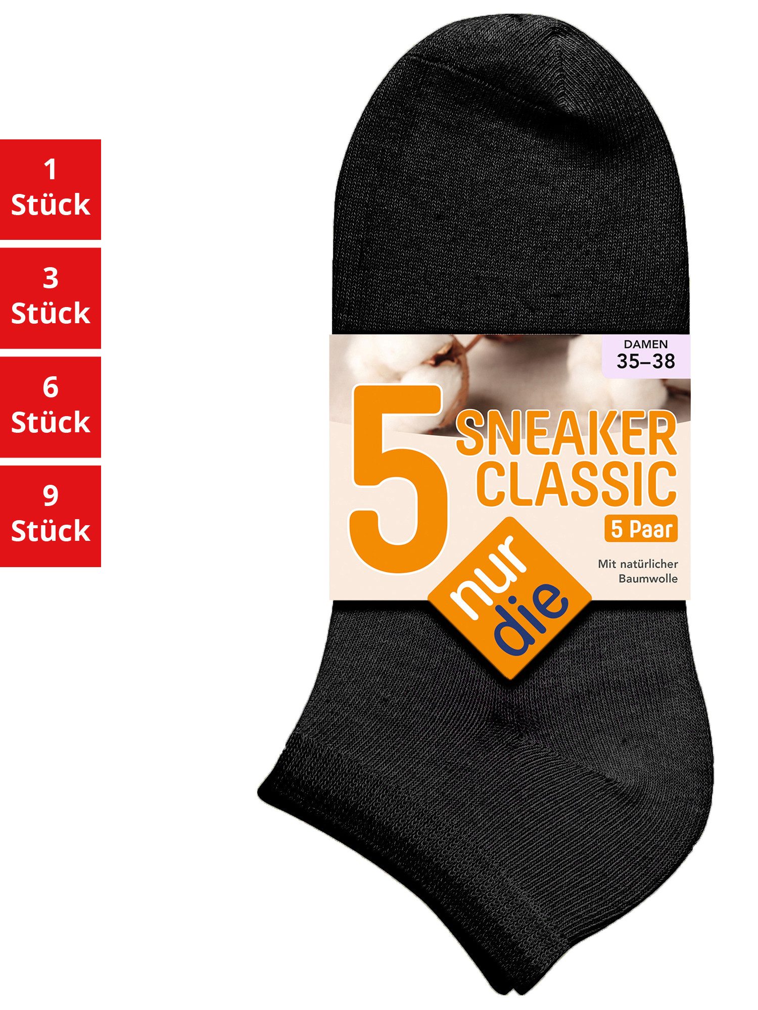 Nur Die Sneakersocken Classic Damen (1er/3er/6er/9er Pack, 5-Paar) Sneaker-socken füsslinge füßlinge