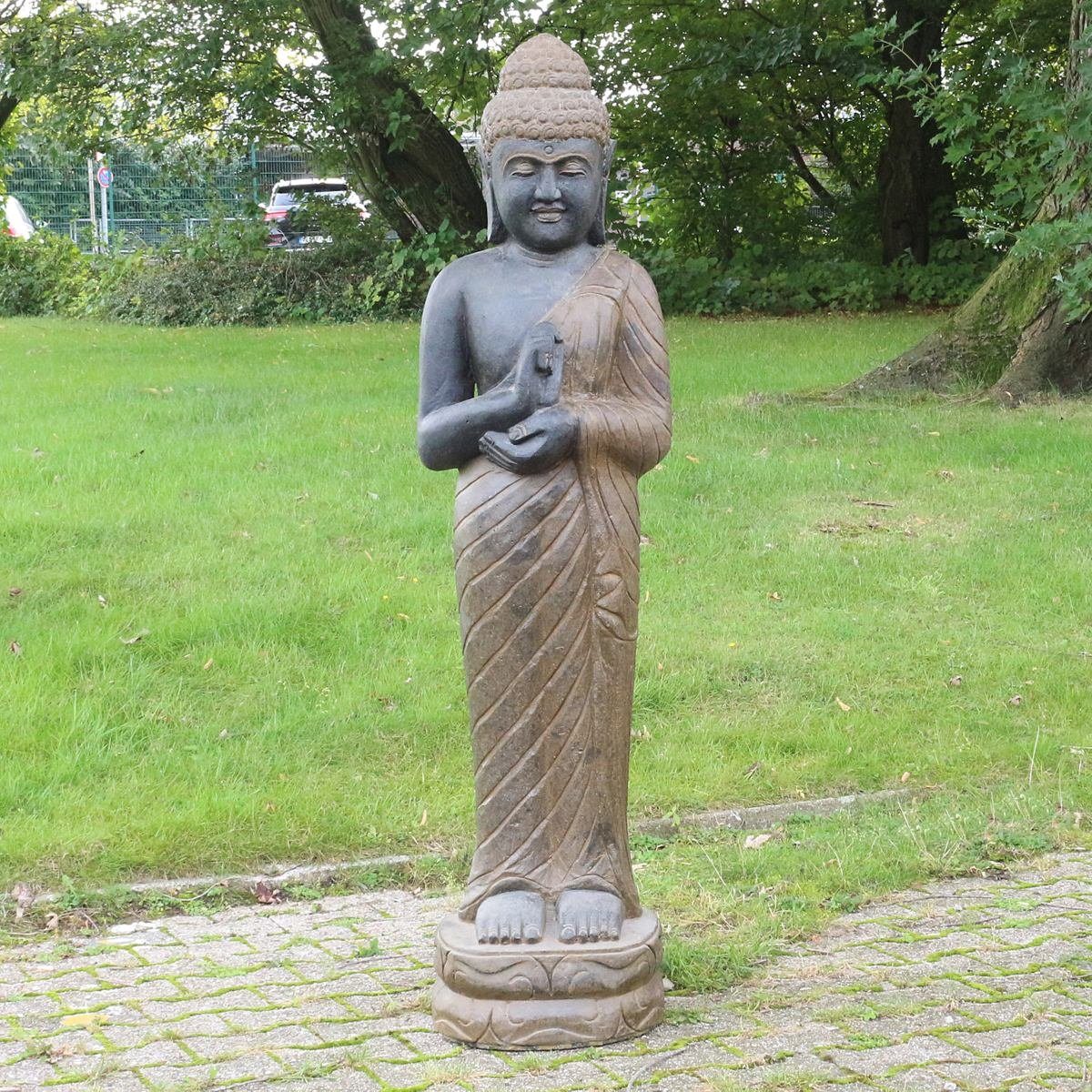 Oriental Galerie Dekofigur Buddha Figur stehend Steinfigur Greenstone Antik Chakra 118 cm (1 St)