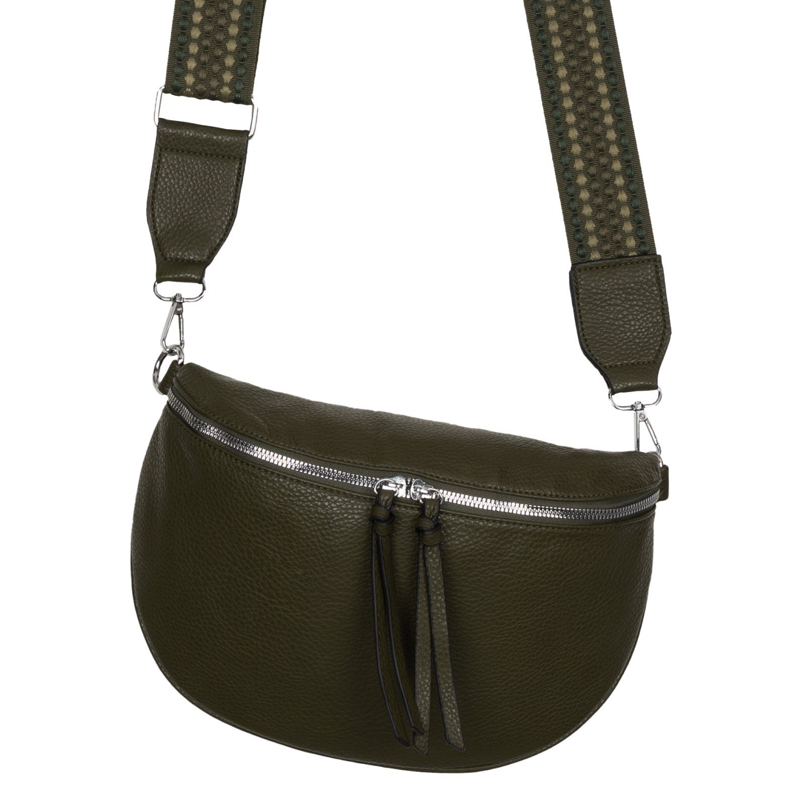 Hüfttasche Kunstleder DARK EAAKIE GREEN als Italy-D, Crossbody-Bag Schultertasche, Umhängetasche Gürteltasche Umhängetasche Bauchtasche tragbar CrossOver,