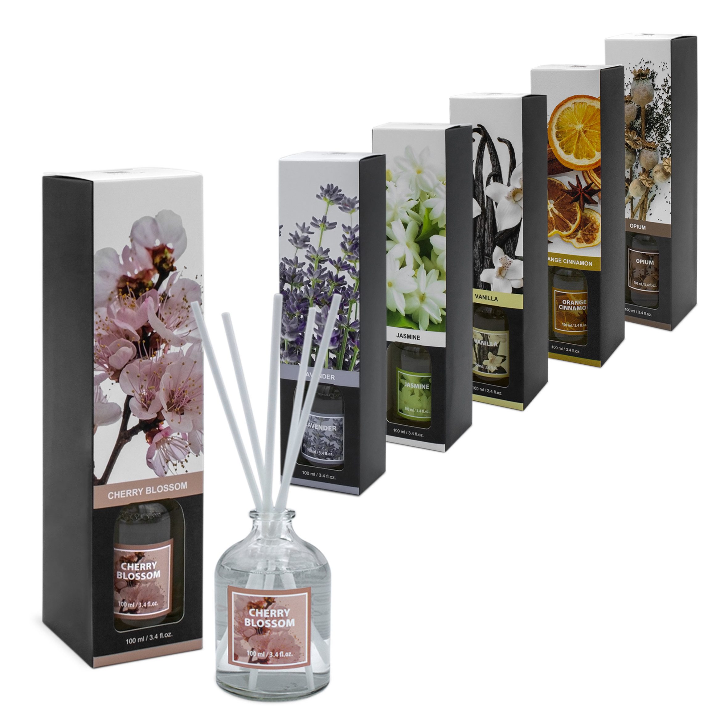 Spetebo Raumduft Lufterfrischer mit Diffuser Sticks (Set, 6-St., Duftdiffuser 100 ml mit 5 Stäbchen), mit langanhaltender Frische