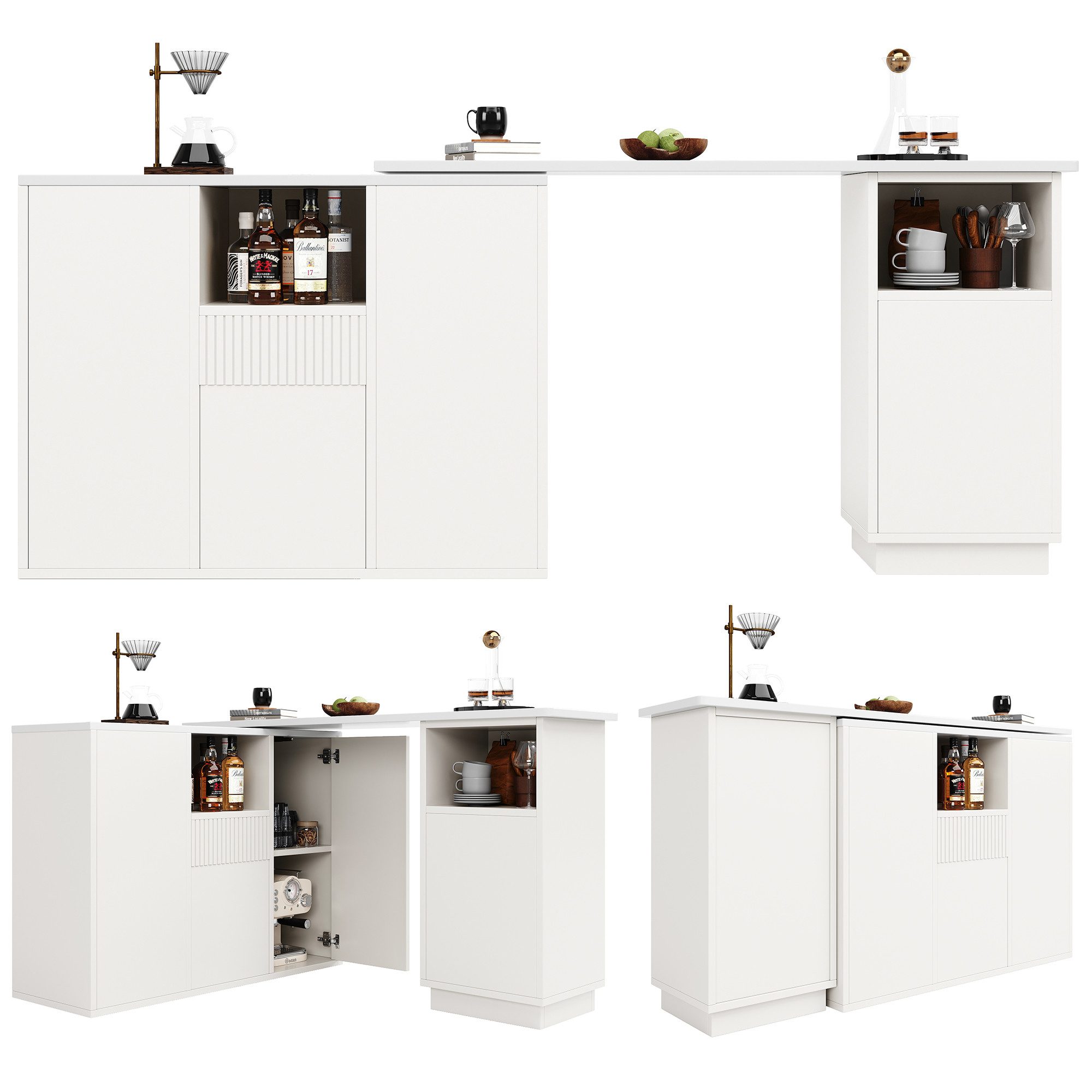 Bartisch 360° drehbarer Bartisch mit offenem Stauraum geeignet für Küche