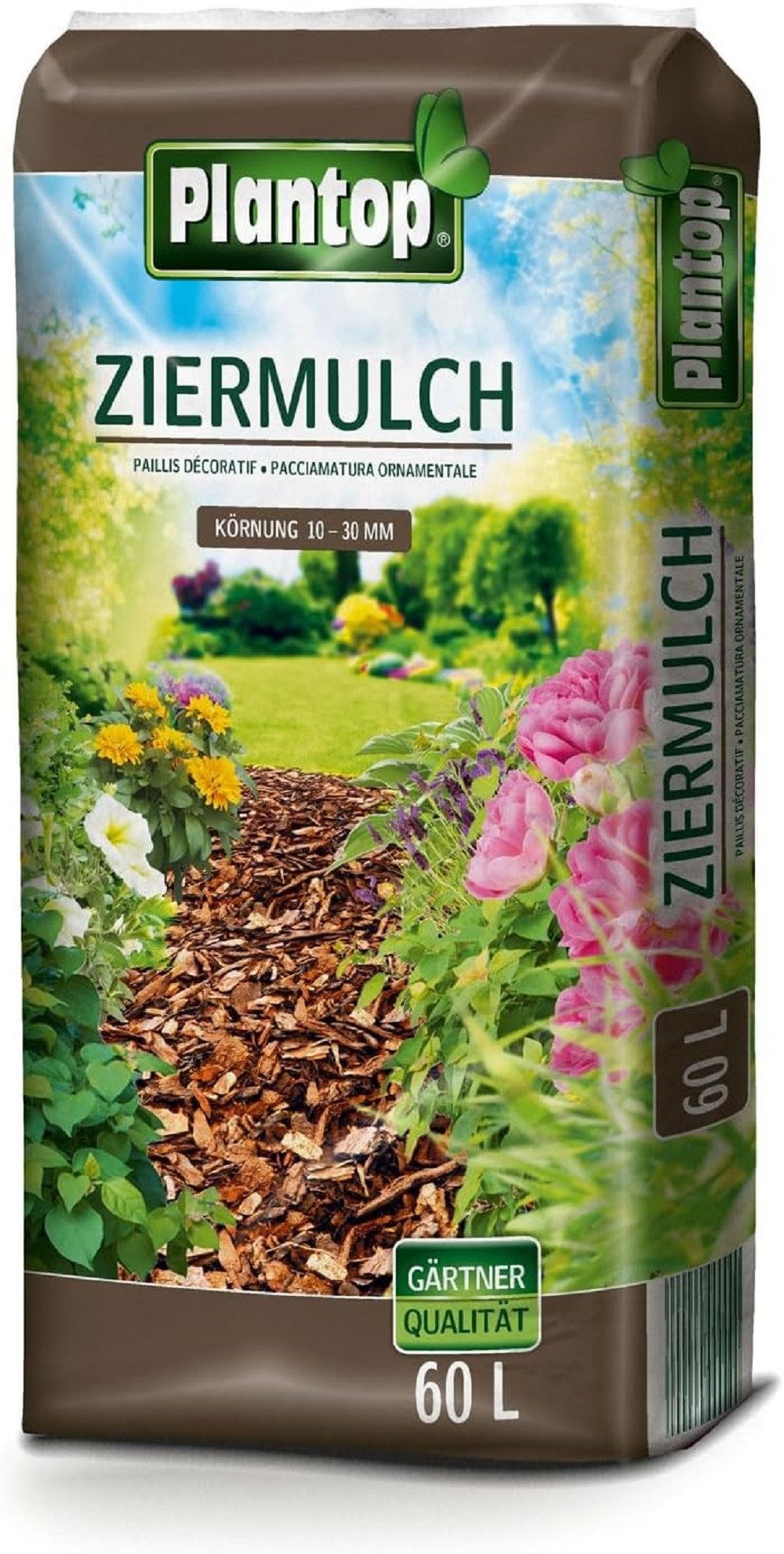 Rindenmulch Plantop Ziermulch Bodenhilfsstoff, 60 Liter Körnung 10 - 30 mm