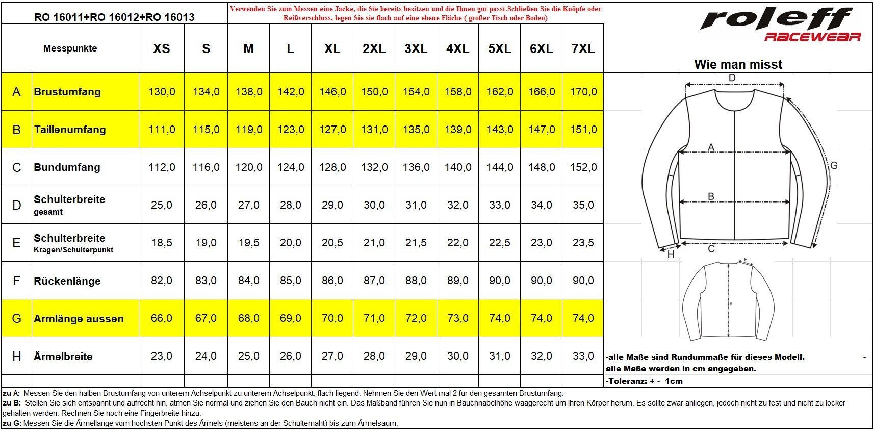 roleff Motorradjacke RO16011 - Wasserdicht, atmungsaktiv & mit Protektoren auch in großen Größen, in verschiedenen Farben erhältlich
