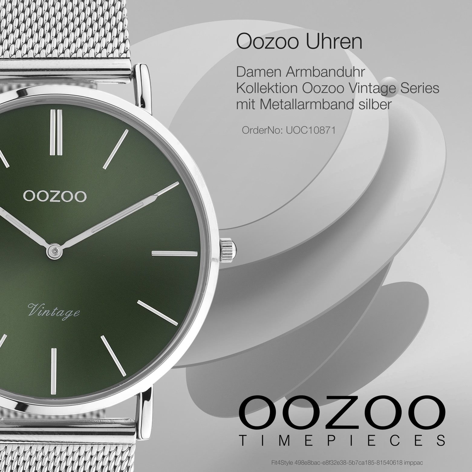 OOZOO Quarzuhr Oozoo Damen Armbanduhr Vintage Analog, (Analoguhr), Damenuhr rund, groß (ca. 40mm) Metallarmband, Fashion-Style
