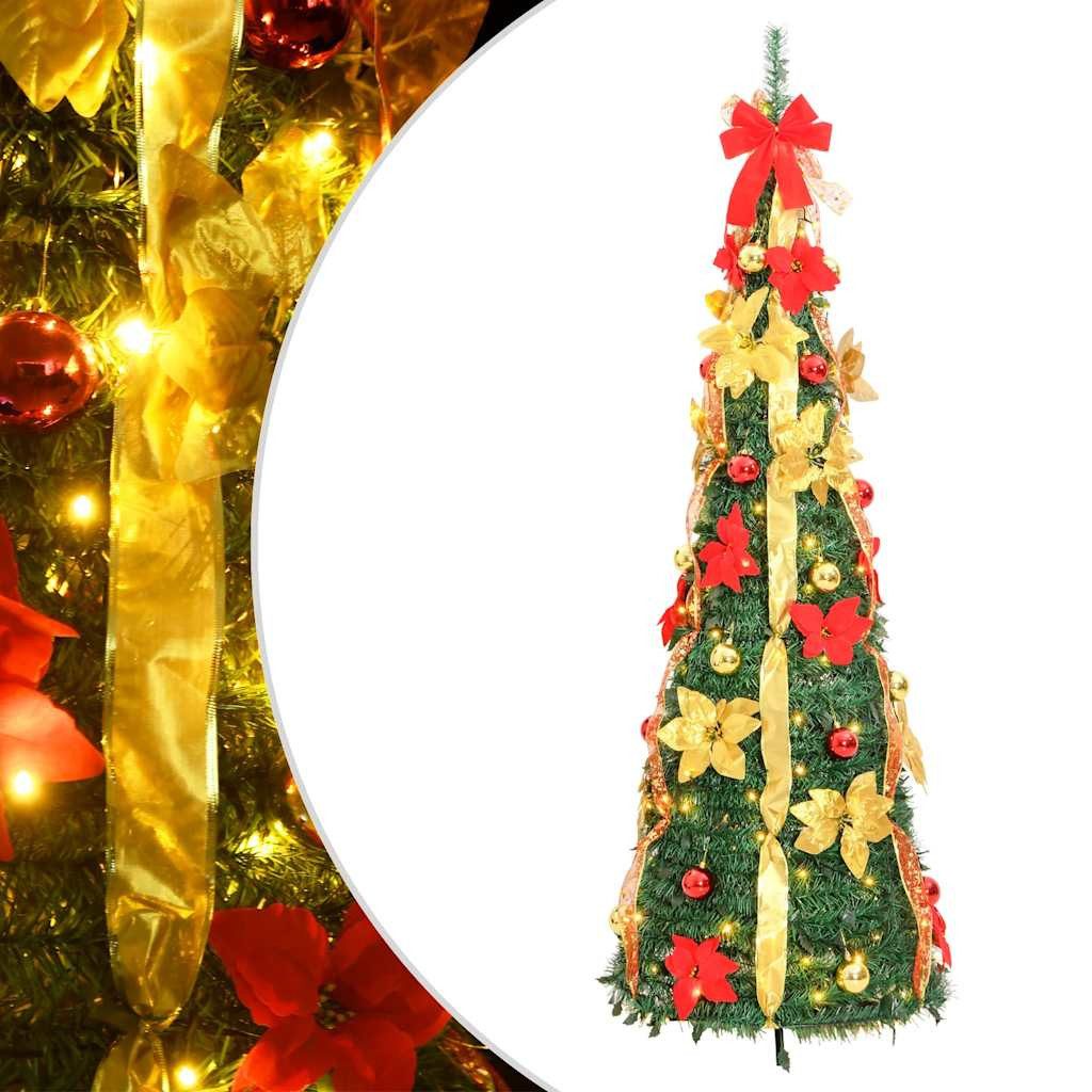 vidaXL LED Baum Pop-Up-Weihnachtsbaum Künstlich 100 LEDs Grün 150 cm