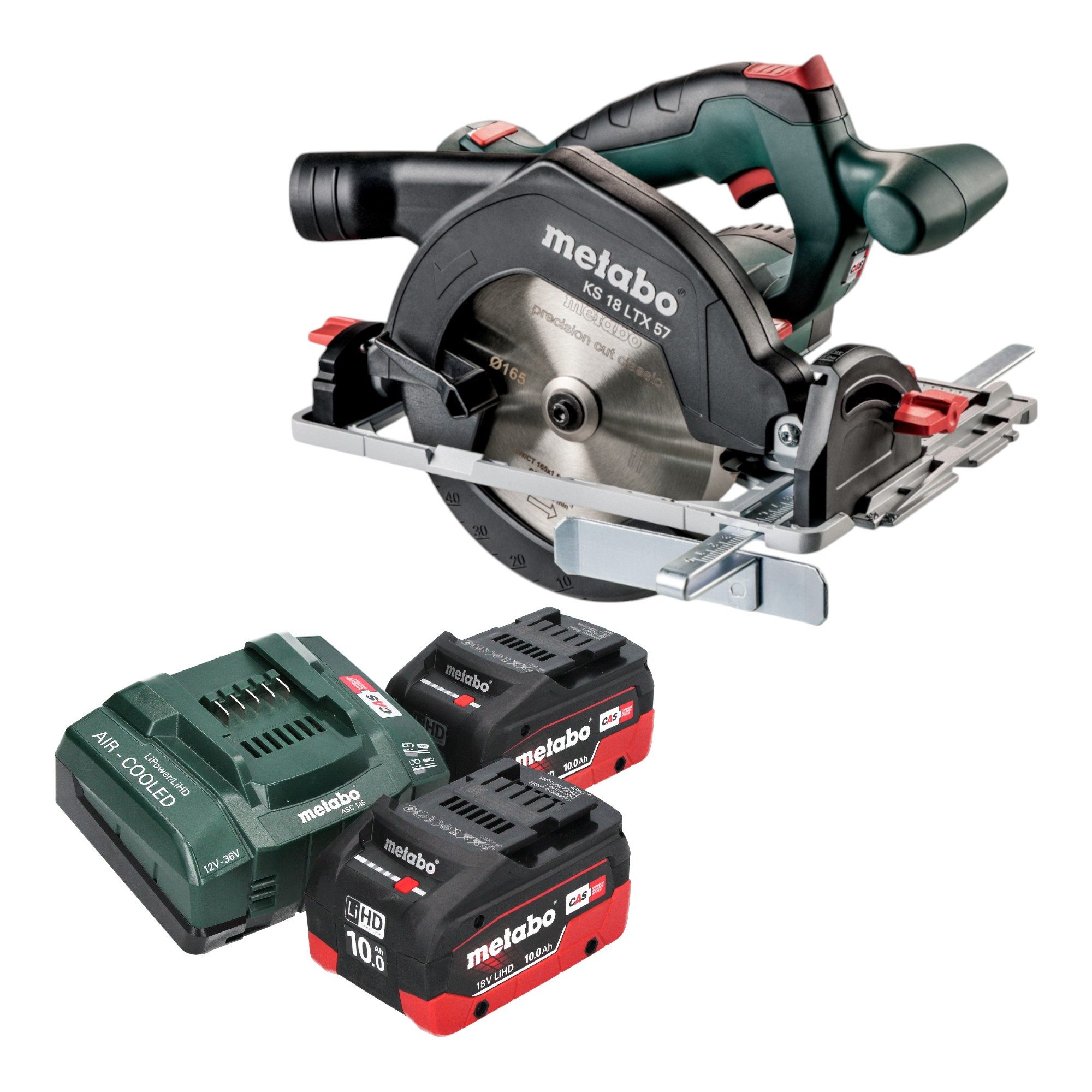 metabo Akku-Handkreissäge KS 18 LTX 57 18 V 165 mm + 2x LiHD Akku 10,0 Ah + Ladegerät