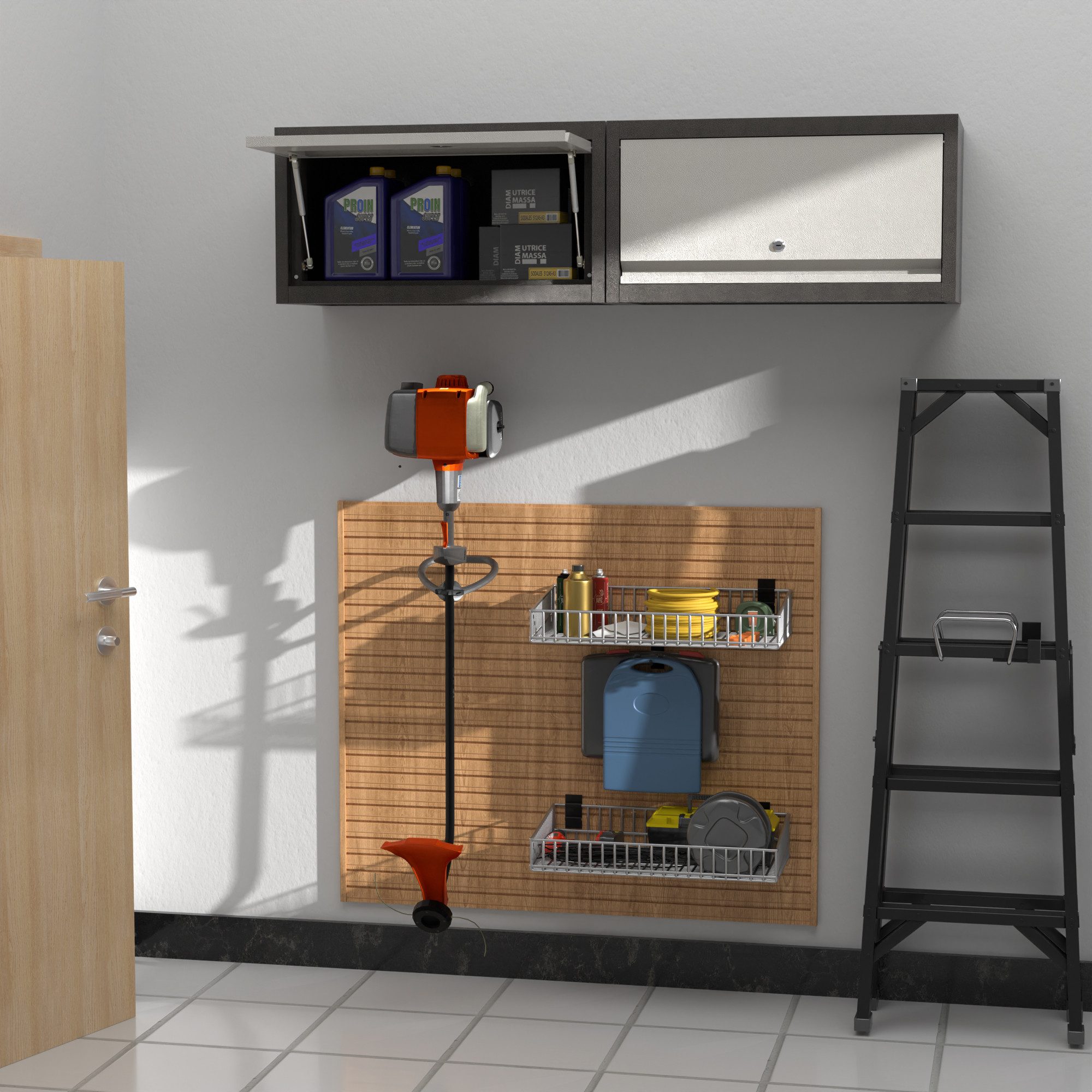 AOBABO Werkzeugschrank Metallschrank mit Schloss, Werkzeugschrank mit Klapptür (1-St) 66x30x35cm, Tragfähigkeit bis 50kg, für Garage und Werkstatt