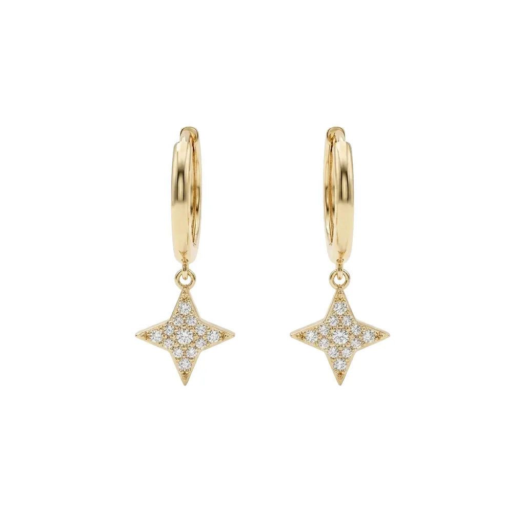 Suzan Gold Creolen-Set 375 Echtgold Stellara Shine Stern Zirkonia