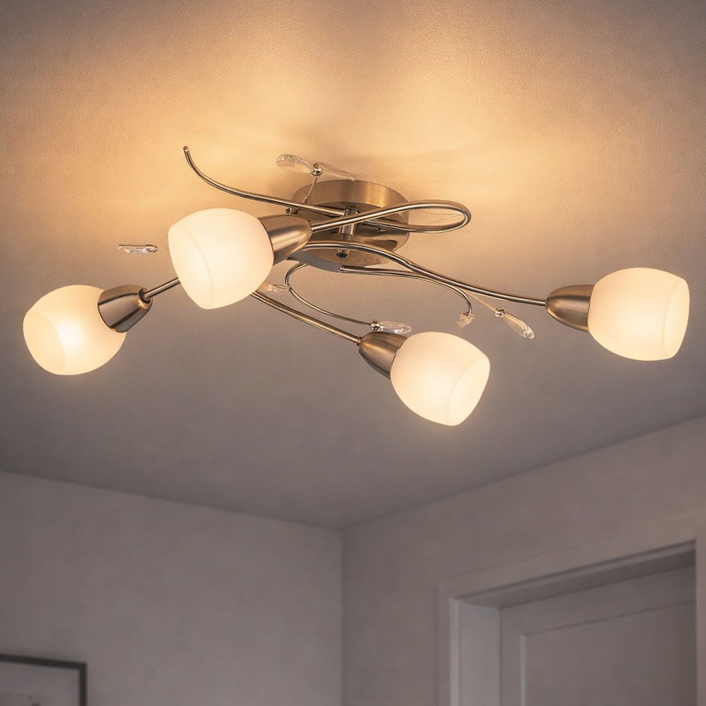 GLOBO LIGHTING LED Deckenleuchte, Leuchtmittel inklusive, Warmweiß, LED Deckenleuchte Spotlampe Wohnzimmerleuchte Kristall Glas opal