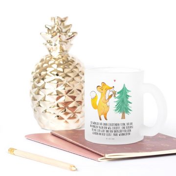 Mr. & Mrs. Panda Teeglas Fuchs Weihnachtsbaum - Transparent - Geschenk, Winter, Tasse mit Hen, Premium Glas, Edler Aufdruck