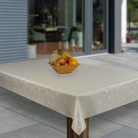 laro Tischdecke Wachstuch-Tischdecken Abwaschbar Beige geprägt Metallic rechteckig
