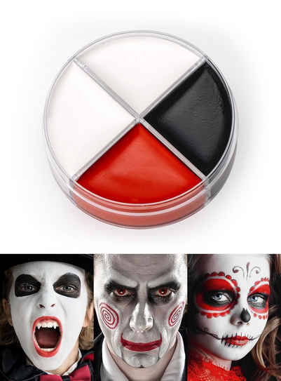 Kryolan GmbH Theaterschminke Creme Make-up schwarz-weiß-rot 15 ml, Voll deckende Cremeschminke auf Wachsbasis für Skelett, Joker, Dia de