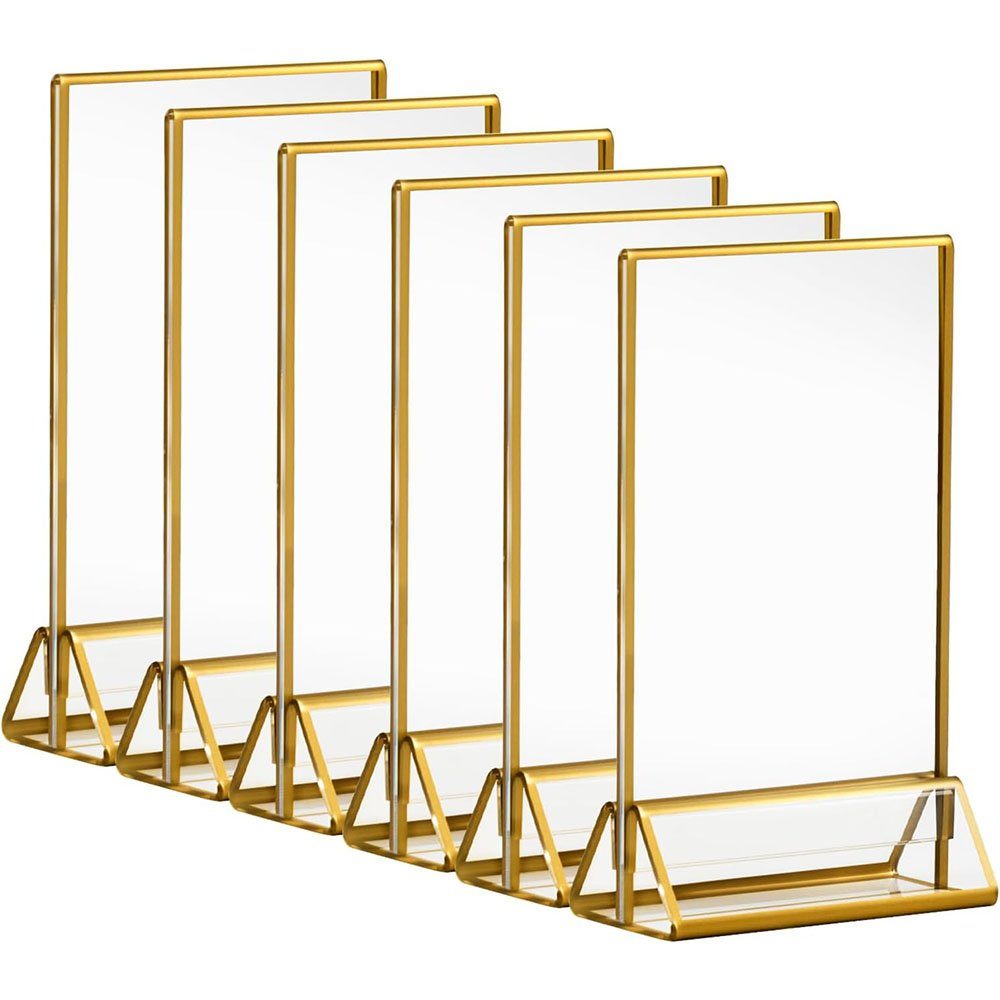 KOMIRO Einzelrahmen Einzelrahmen Tischaufsteller Schilderhalter mit Goldenen Rändern 6er, (6 St)