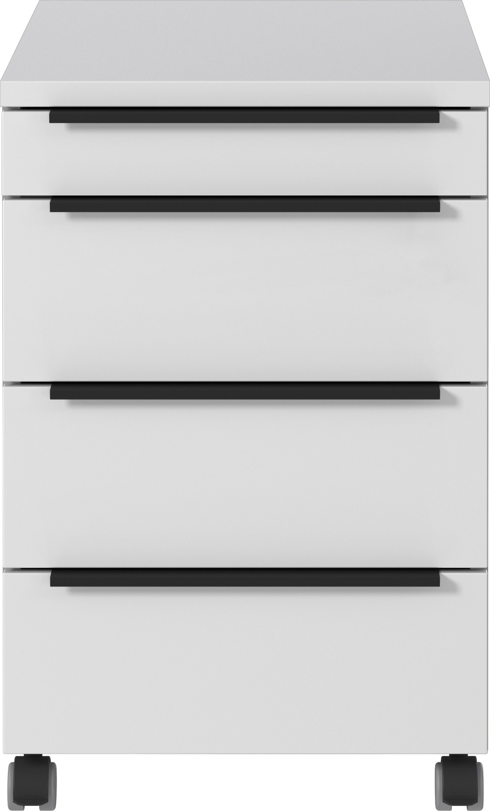 GERMANIA Rollcontainer Mailand, mit 4 Schubladen, optional mit Schubladendämpfung, Utensilienfach, 42x63 cm, Made in Germany
