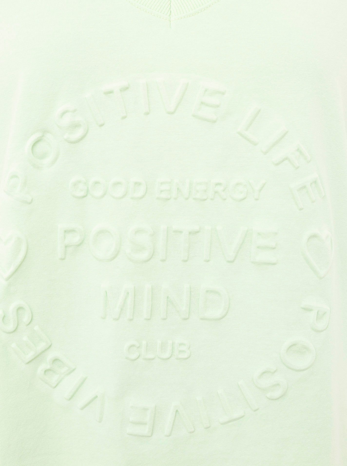 Zwillingsherz Kurzarmshirt "Positive Mind" V-Ausschnitt, Kurzarm, hinten etwas länger, Baumwollmischung