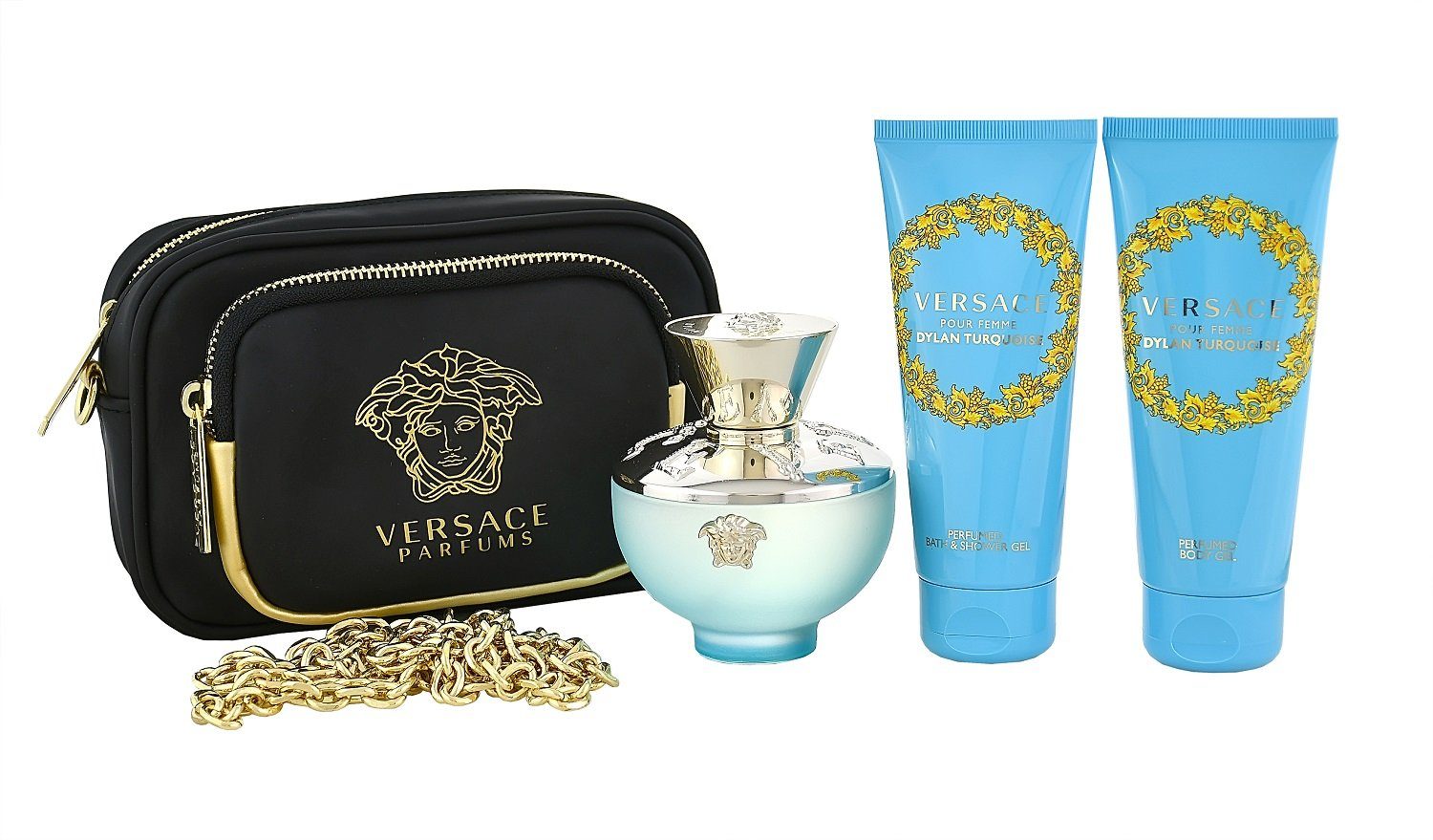 Versace Duft-Set Versace Dylan Turquoise EDT 100ml + SG 100ml + BG 100ml + pouch