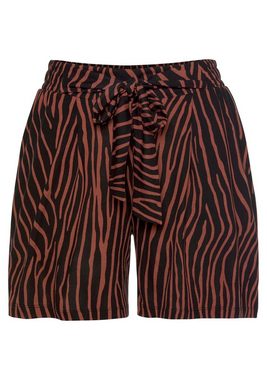 LASCANA Strandshorts mit weitem Bein und Bindegürtel, Zebradruck, kurze Hose