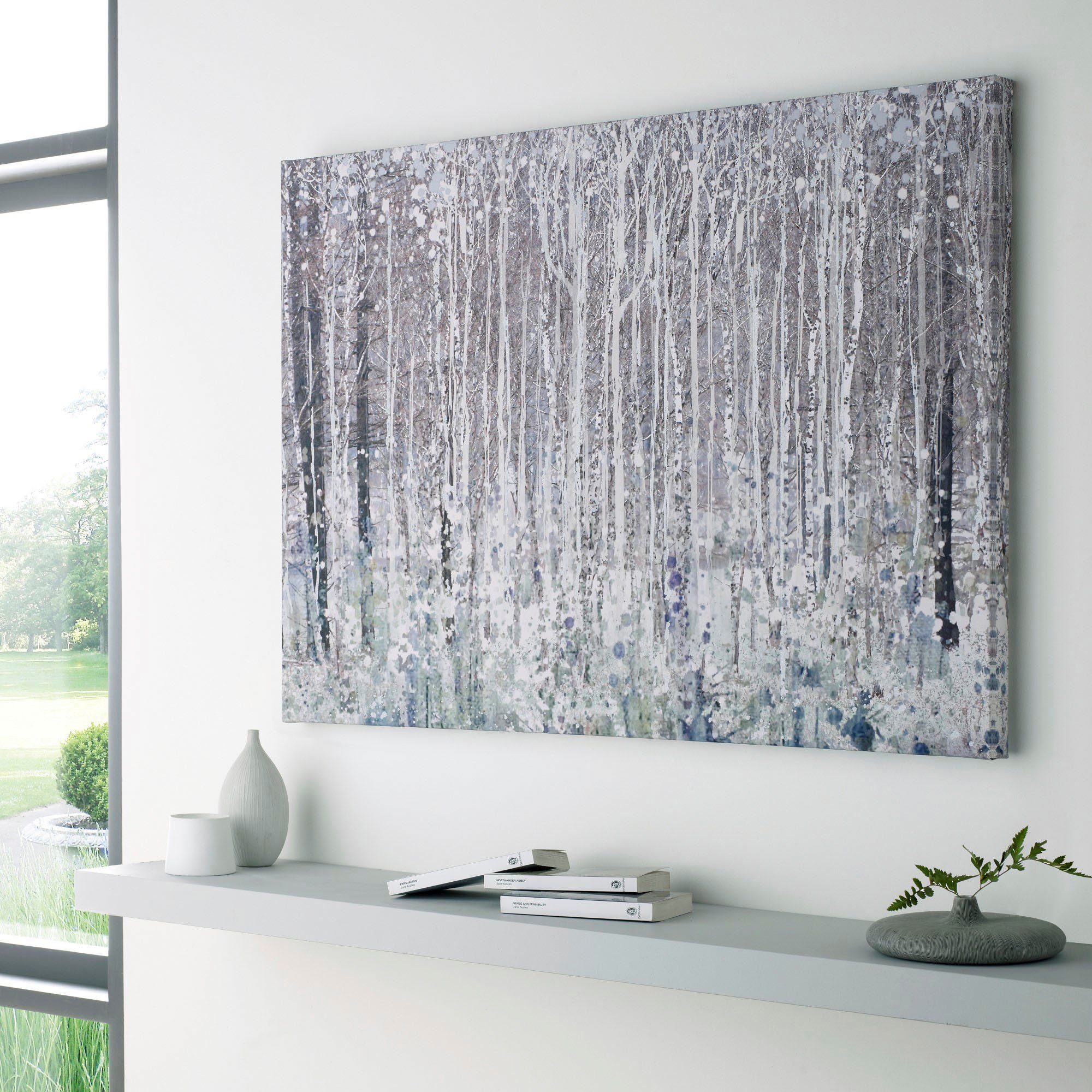 Art for the home Leinwandbild Watercolour woods, Landschaft, Wald, Birkenwald 70 x 100 cm
