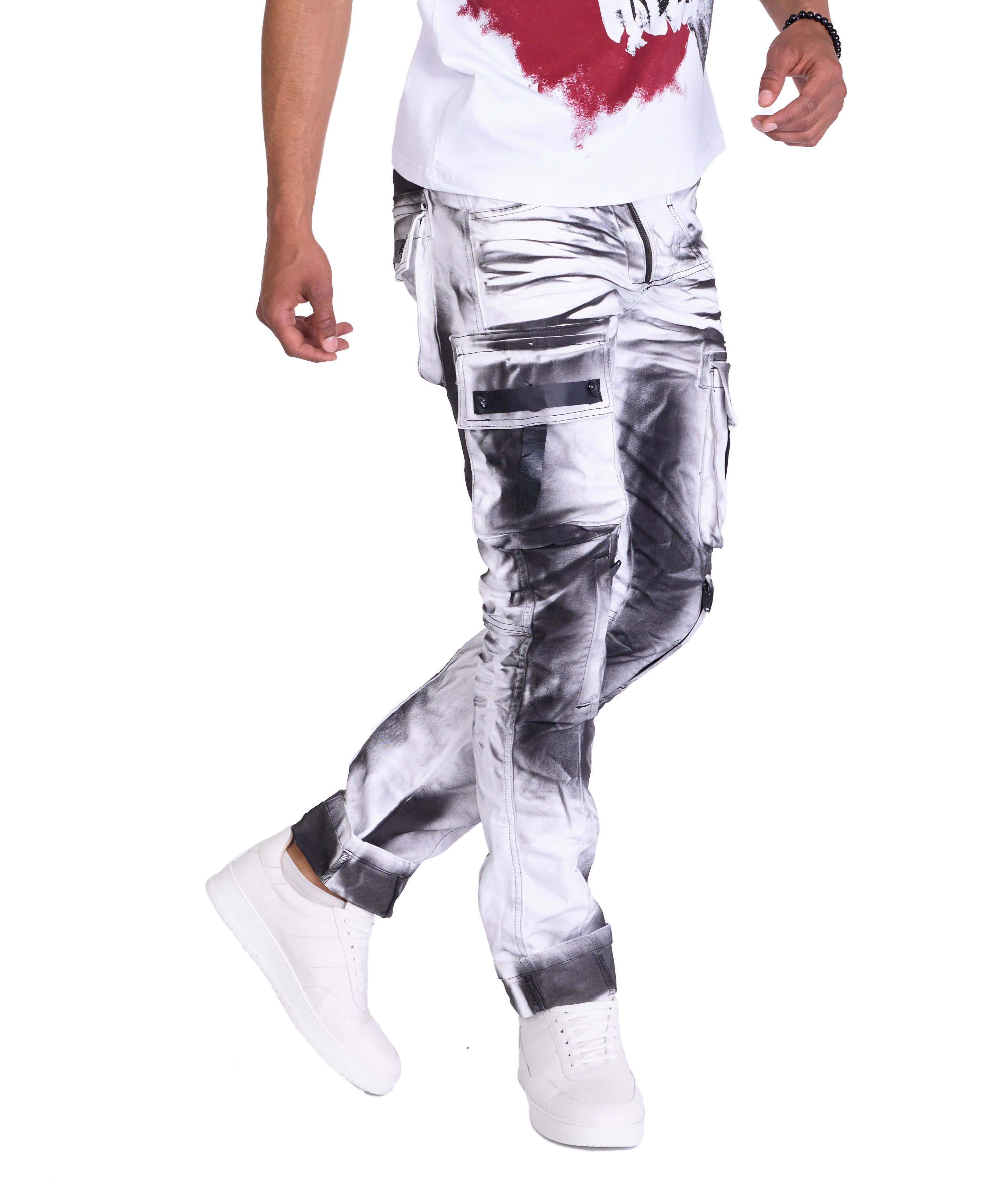 KINGZ Cargojeans Rebelische Herren Designer Cargojeans günstig online kaufen