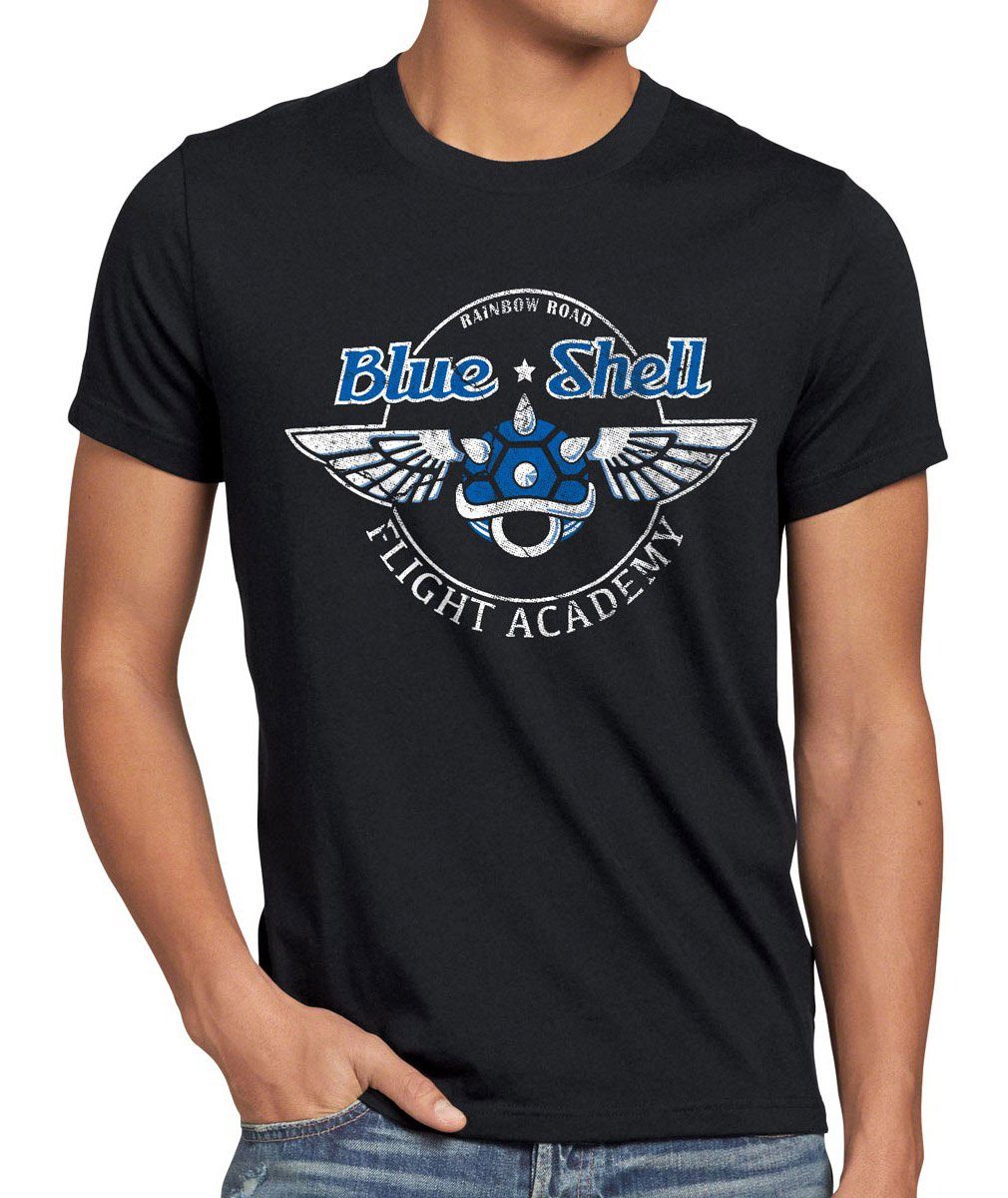 style3 mario Herren kart rennen wii Shell panzer Print-Shirt T-Shirt luigi academy Blue switch schwarz auto