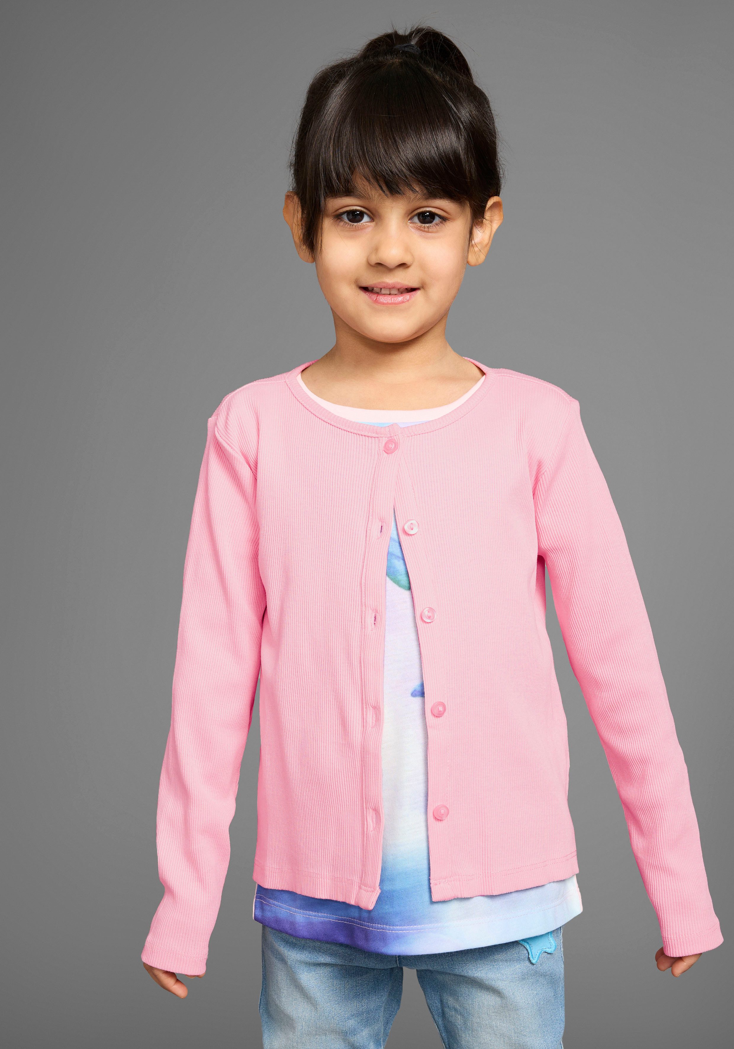 KIDSWORLD Sweatjacke Shirtjacke aus weichem Rippmaterial Feine Shirtjacke für jeden Anlass