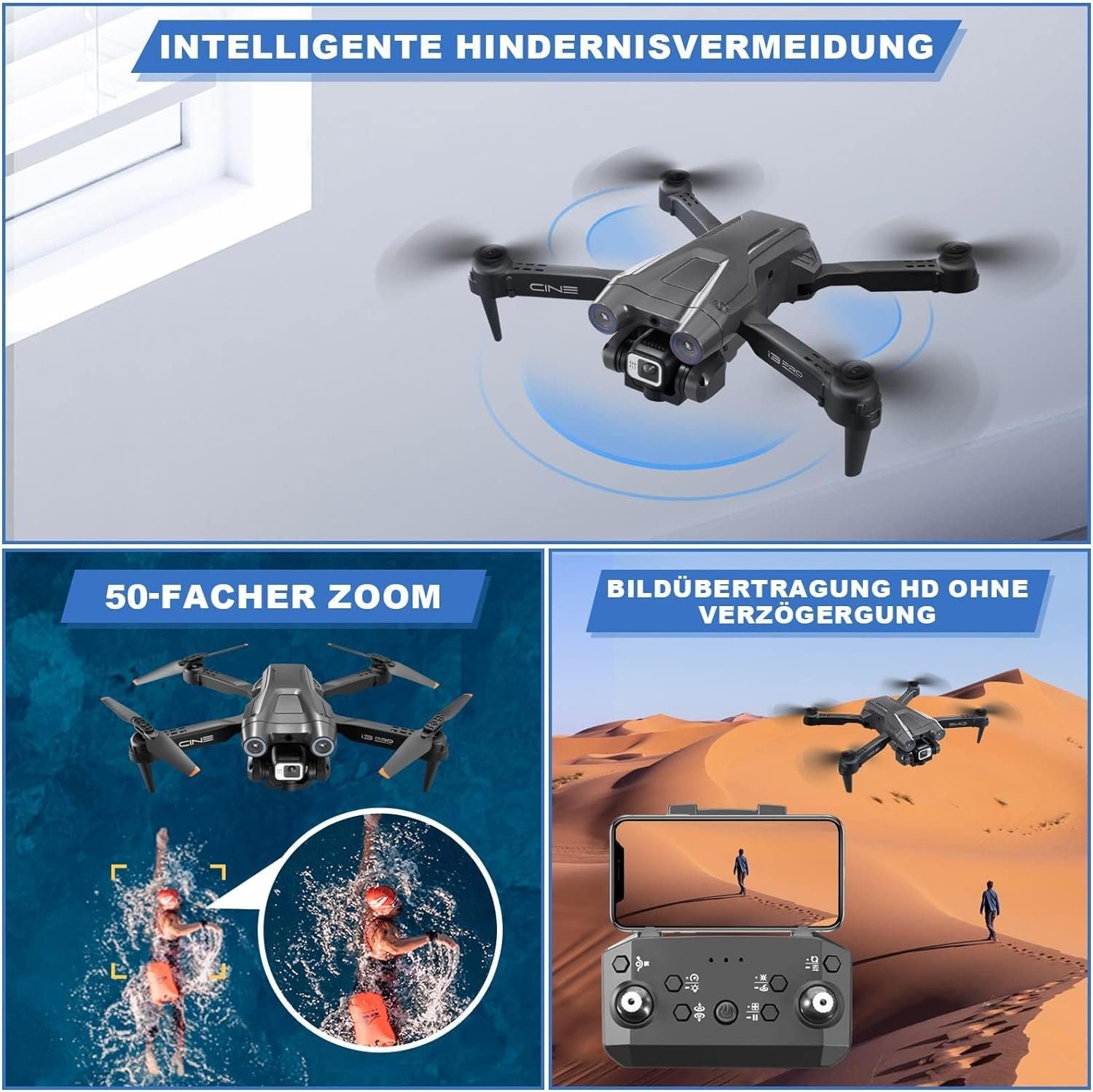 4K Quadrocopter Anfänger) Drohne Kamera Batterien Gestensteuerung HD Dual 2 RC MINGPINHUIUS (1080P,