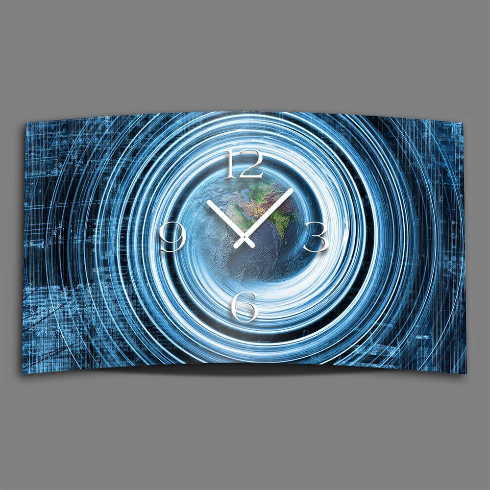 dixtime Wanduhr Abstrakt digitale Welt Designer Wanduhr modernes Wanduhren Design (Einzigartige 3D-Optik aus 4mm Alu-Dibond)