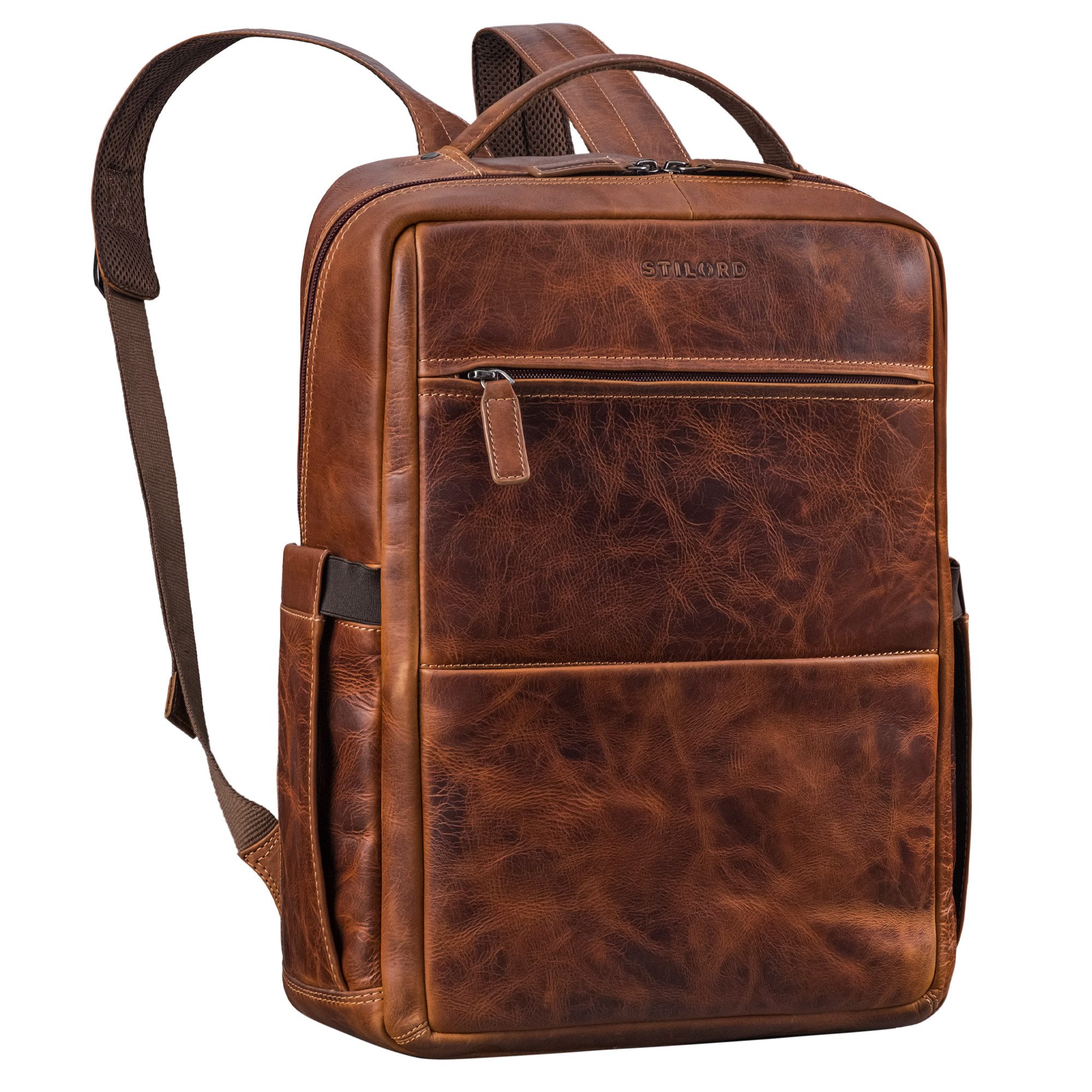STILORD Notebookrucksack "Nordico" Businessrucksack Herren Groß Leder - Laptopfach 16 Zoll