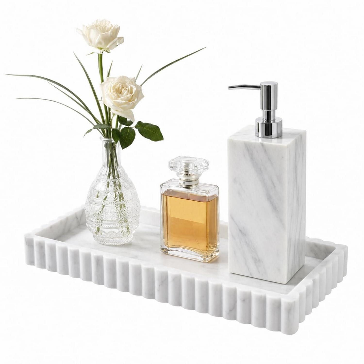 LuxusKollektion Dekotablett Badezimmertablett Silikon Marmoroptik (1 St)