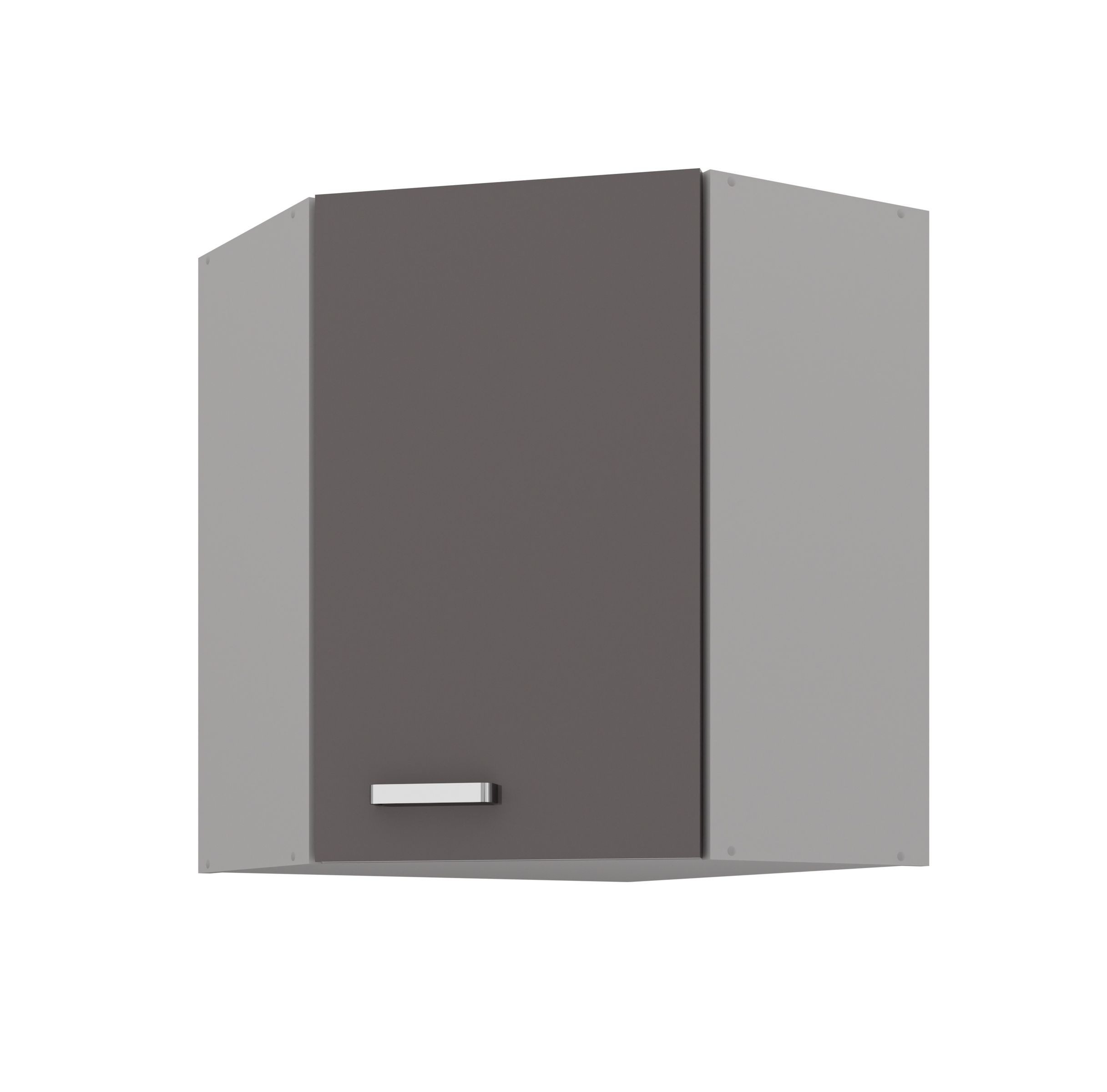 Küchen-Preisbombe Eckhängeschrank 60x60 cm Küche Bianca Grey Grau Hochglanz Küchenzeile Küchenblock