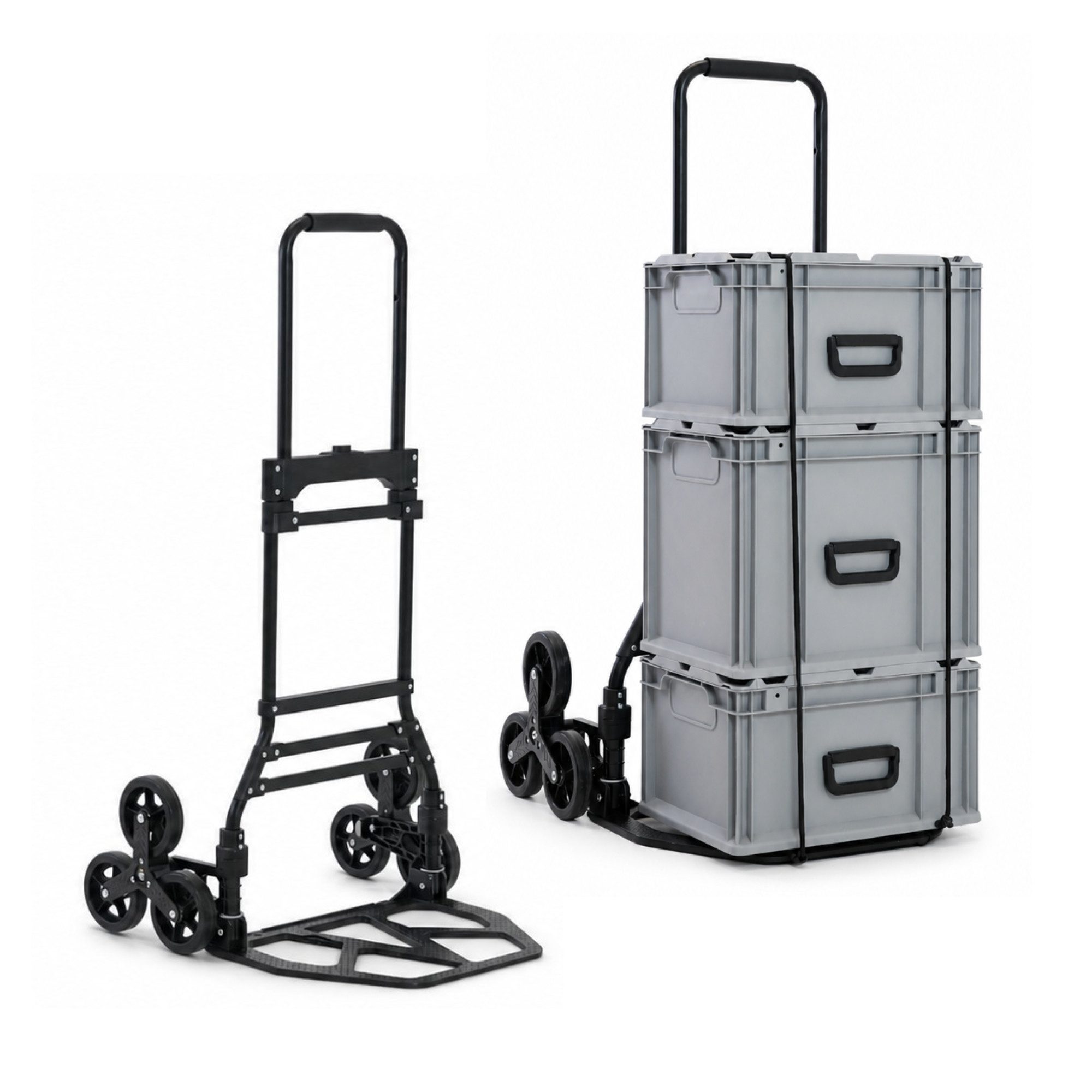 PROREGAL® Sackkarre ELEPHANT mit Profi-Alu-Rahmen klappbar ergonomisch Vollgummibereifung, Klappbare Sackkarre Transportkarre Staplerkarre hohe Traglast