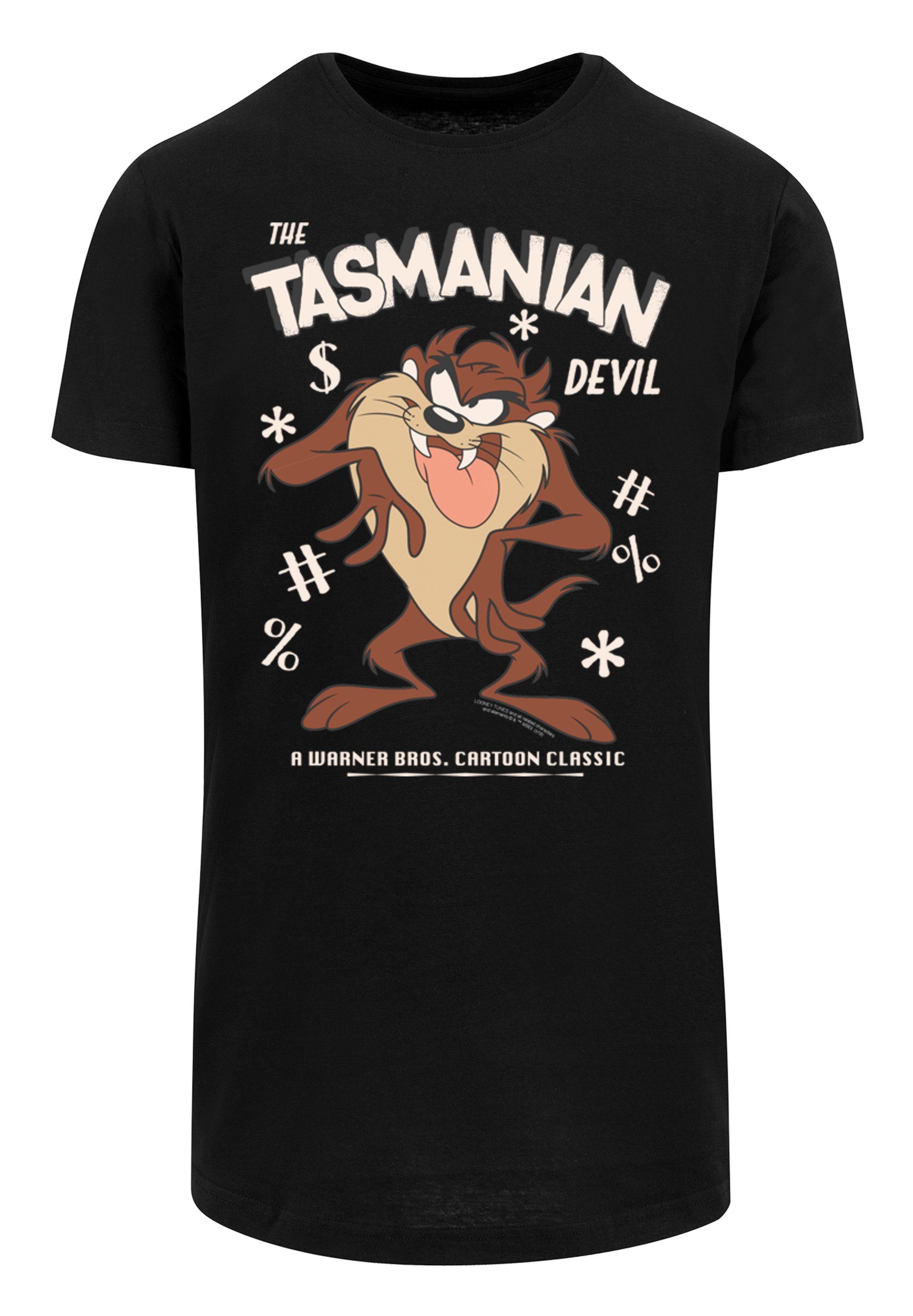 F4NT4STIC Kurzarmshirt Herren -BLK Devil with Vintage Long Tee (1-tlg) Tasmanian Shaped