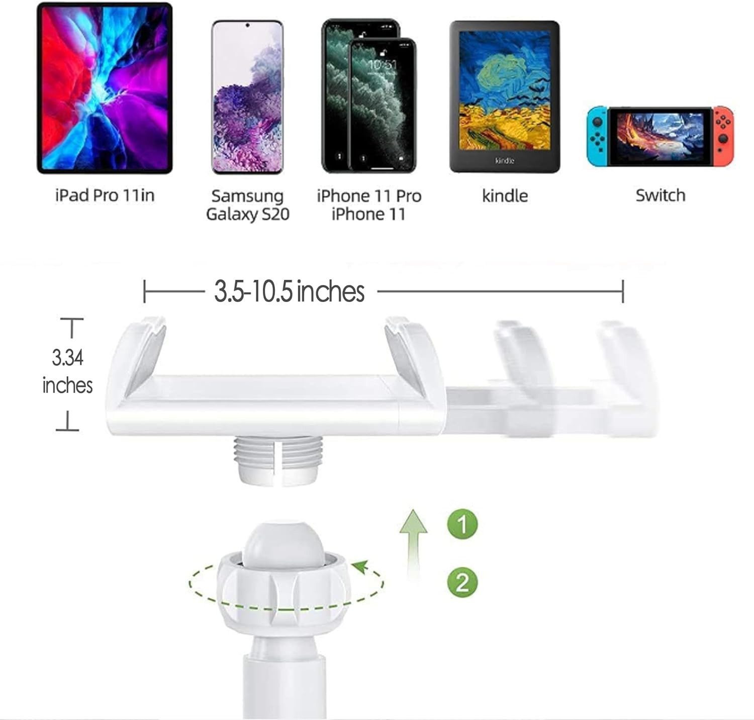 ibettertec Handy-Halterung Flexibler Schwanenhals-Handyhalter Gooseneck Handyhalter, (bis 10.5 Zoll, – Höhenverstellbar & 360° Drehbar – Universell für iPhone,  – Bild 2 von 5
