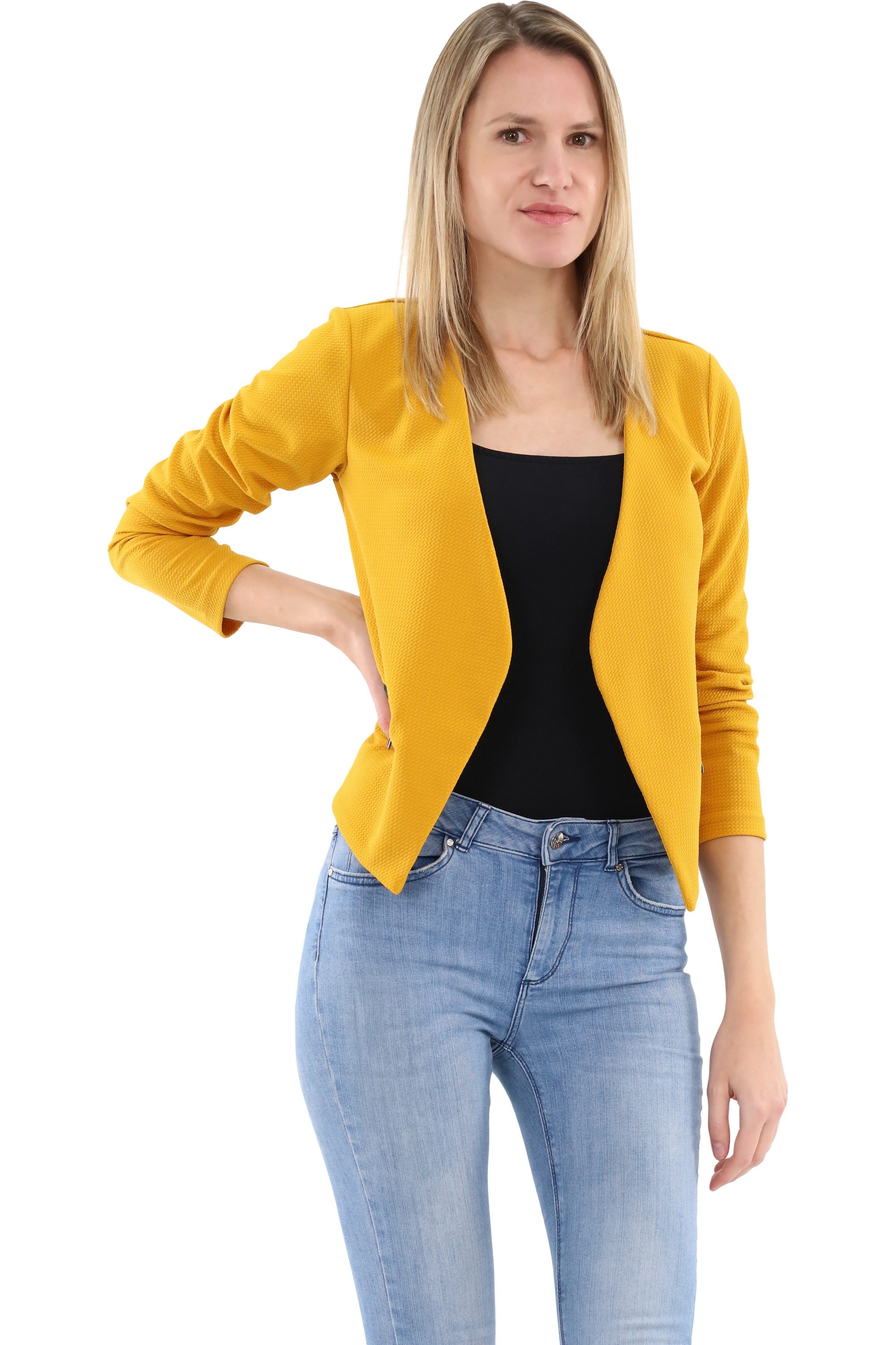 malito more than fashion Jackenblazer malito Damen Blazer ohne Kragen, Sakko im Basic Look, Kurzjacke mit Sweatblazer im Basic-Look