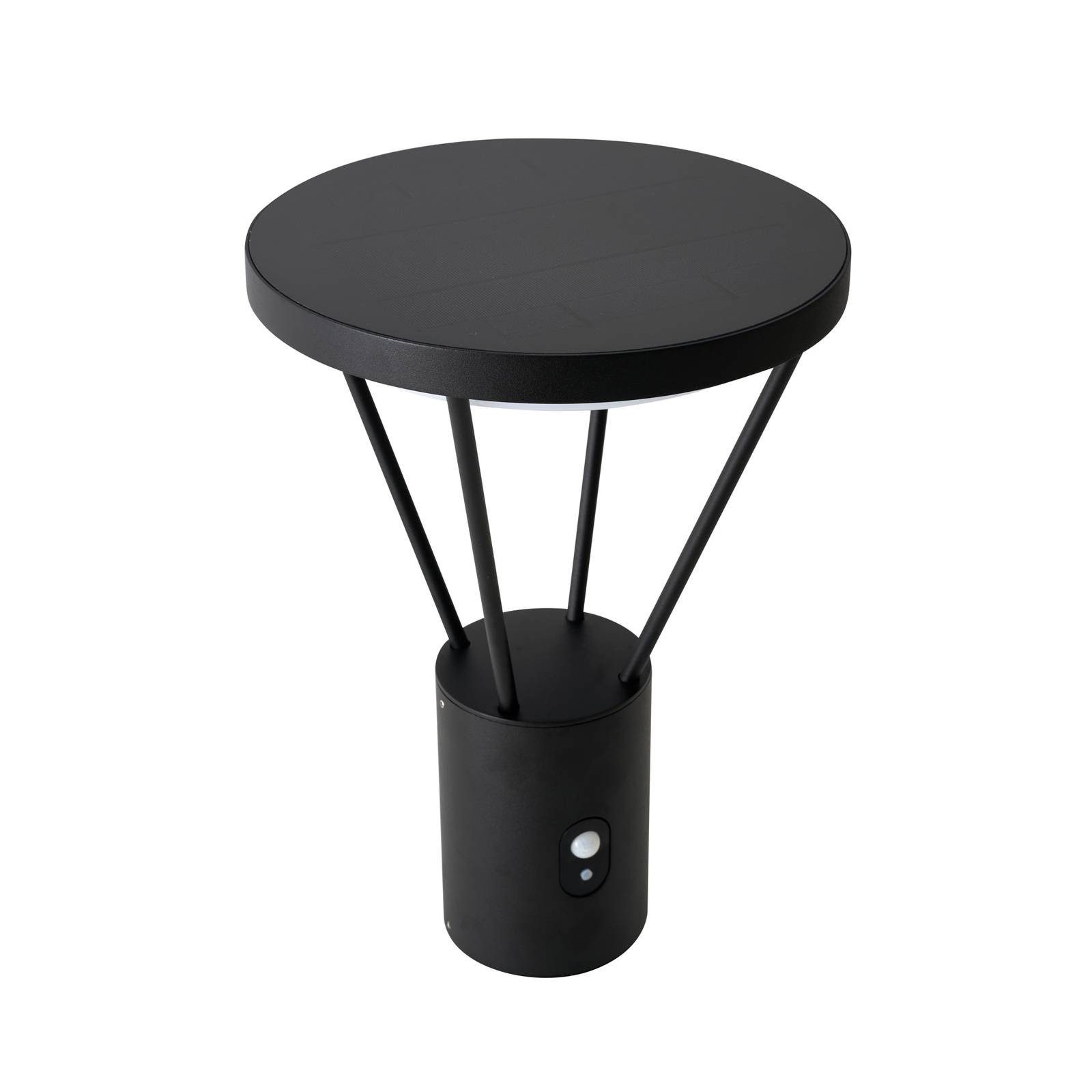 Lucande Außen-Stehlampe Elario, LED, Metall, Schwarz warmweiß IP54mit Bewegungsmelder, LED 5,1 W gesamt, warmweiß
