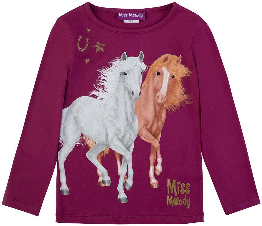 Miss Melody Langarmshirt mit großem Pferde-Frontmotiv